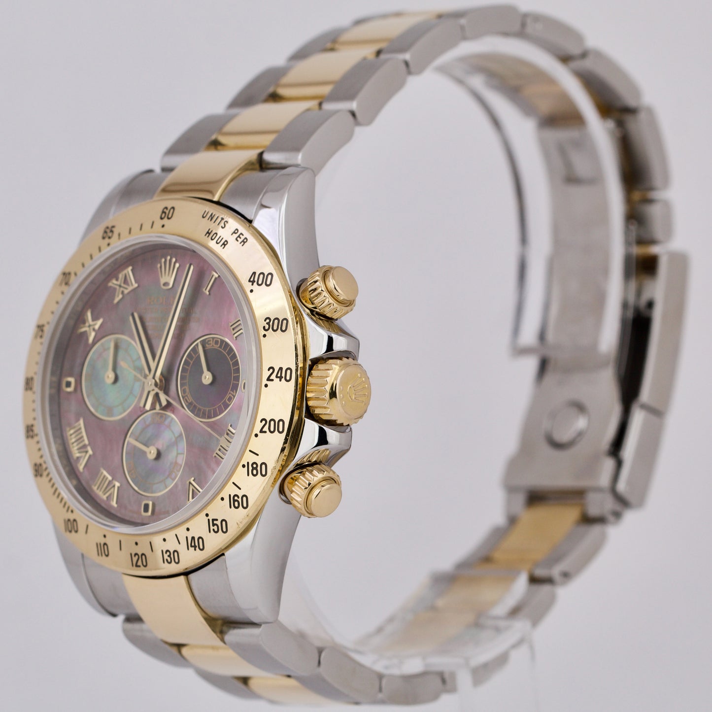 Rolex Daytona Cosmograph 40mm DARK MOTHER OF PEARL 18K Gold Steel REHAUT 116523