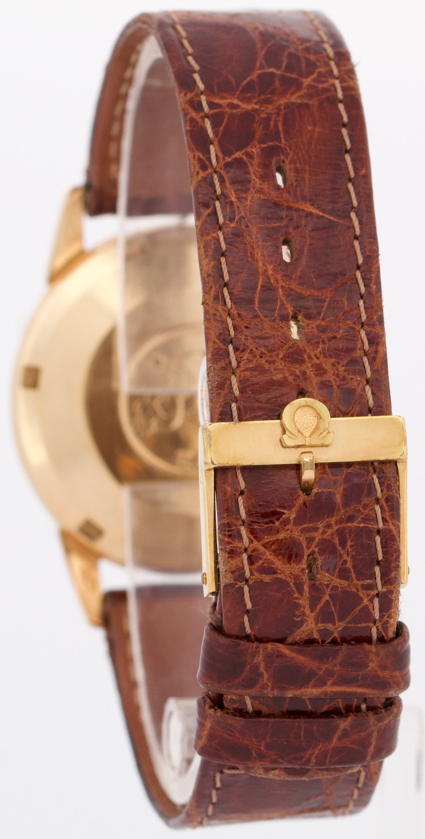 VINTAGE Omega Seamaster 14K Yellow Gold Leather Automatic 34mm 914704-61 Watch