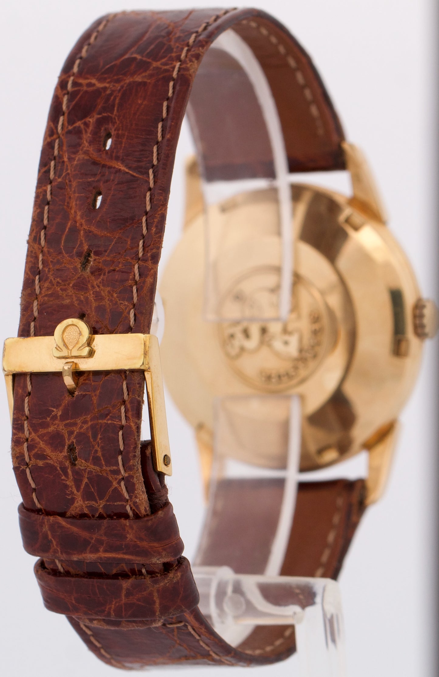 VINTAGE Omega Seamaster 14K Yellow Gold Leather Automatic 34mm 914704-61 Watch