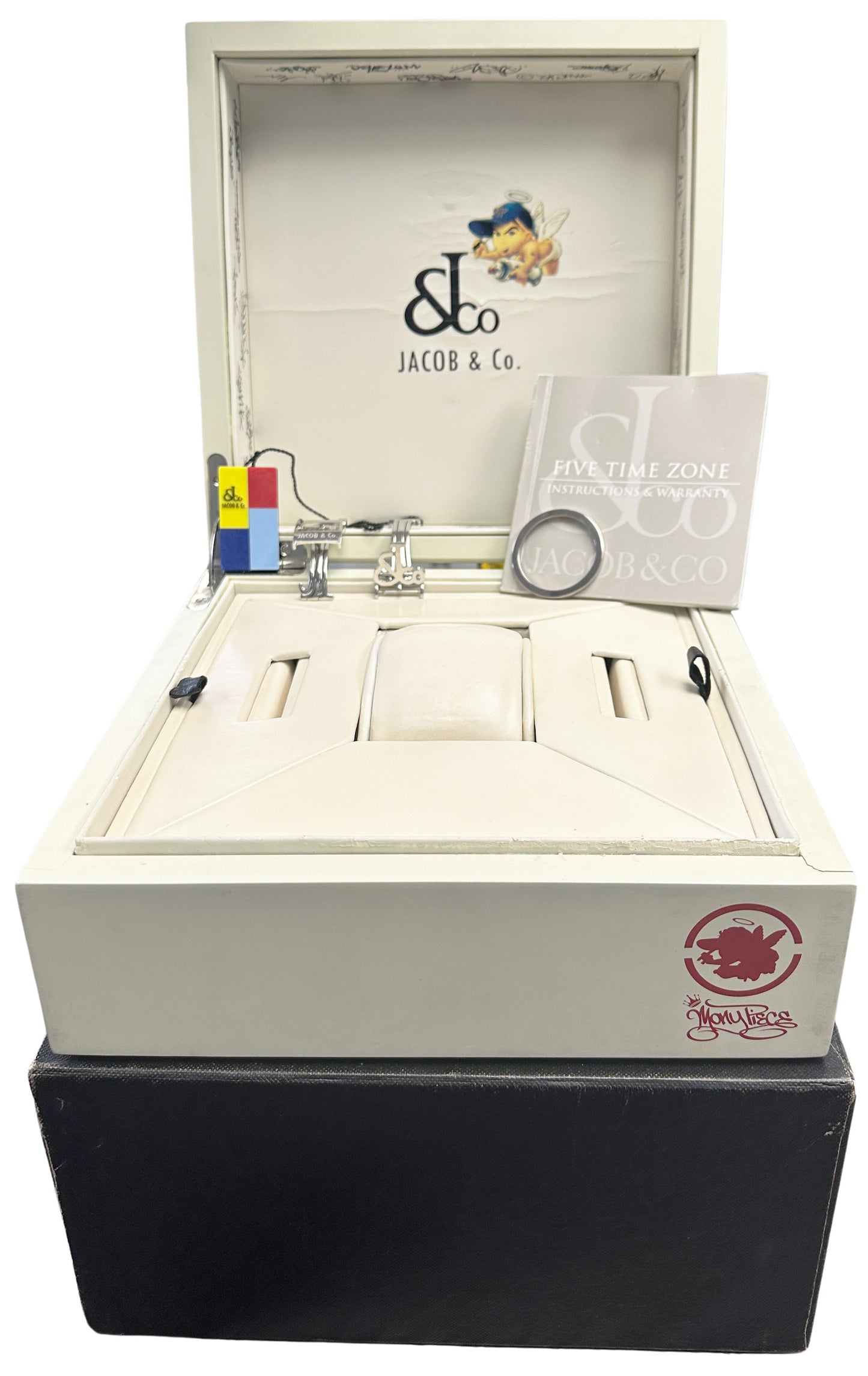 Jacob & Co Five Time Zone PAPERS Mother of Pearl DIAMOND 40mm JCMATH12 Watch BOX