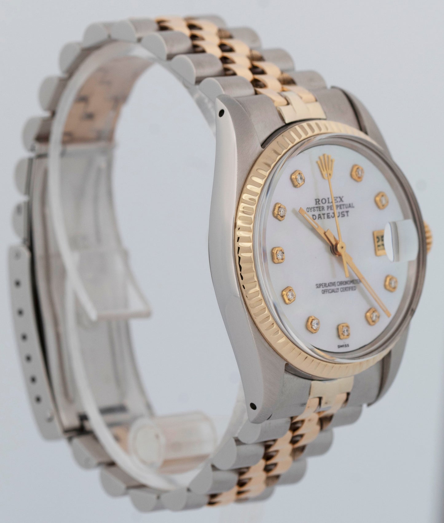 Rolex DateJust 36mm MOP DIAMOND 18K Gold Two-Tone Stainless Steel Watch 16013