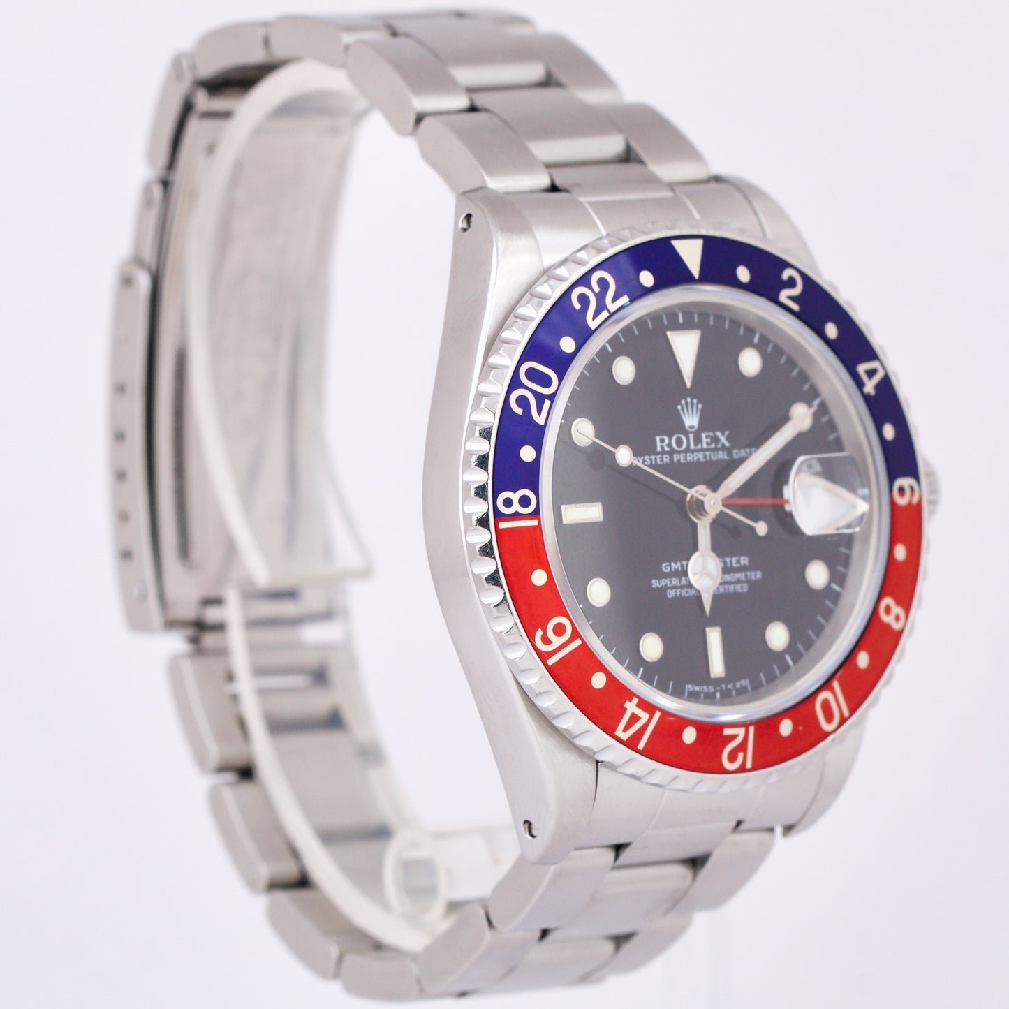 PAPERS Rolex GMT-Master 40mm Blue Red PEPSI Stainless Steel Date Watch 16700 B+P
