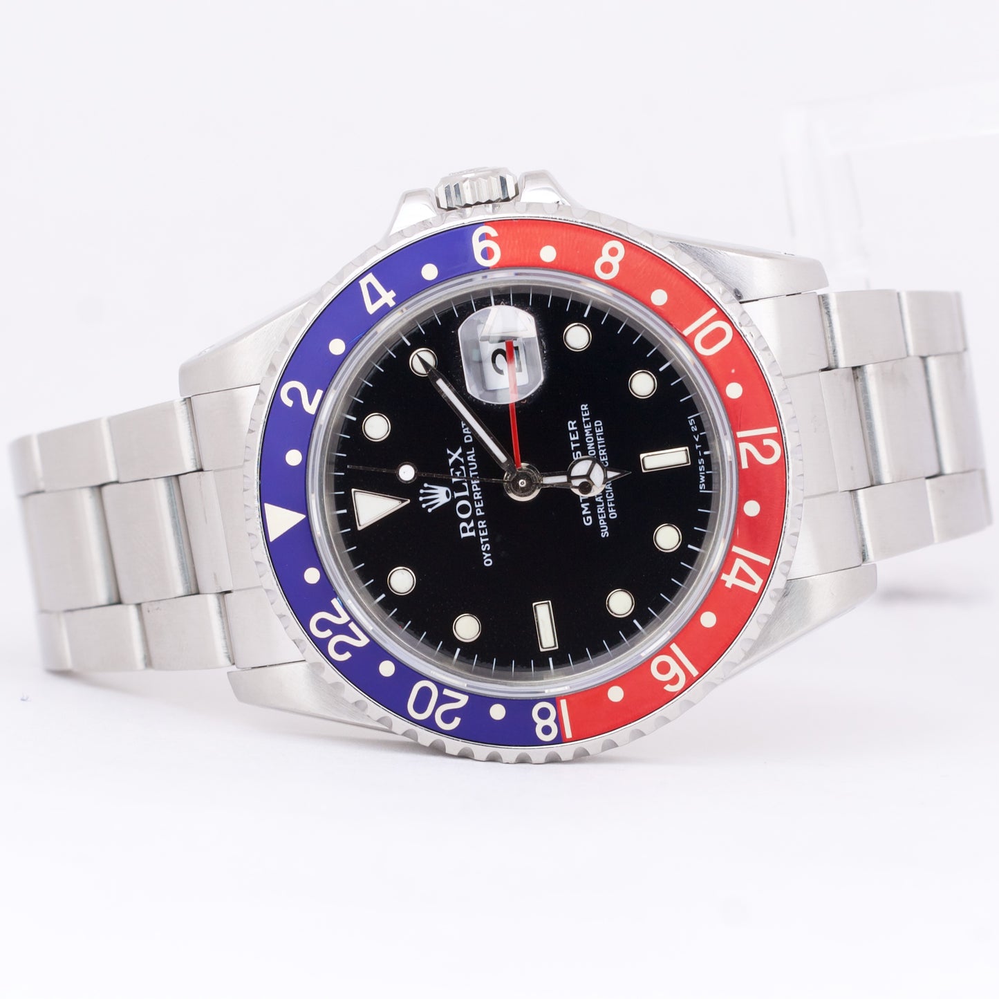 PAPERS Rolex GMT-Master 40mm Blue Red PEPSI Stainless Steel Date Watch 16700 B+P