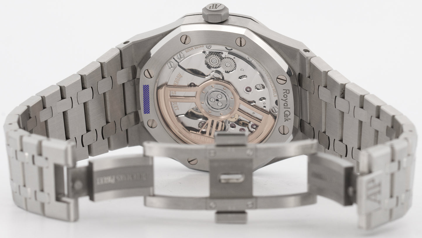 PAPERS Audemars Piguet Royal Oak Gray RHODIUM Stainless 41mm 15500ST Watch BOX