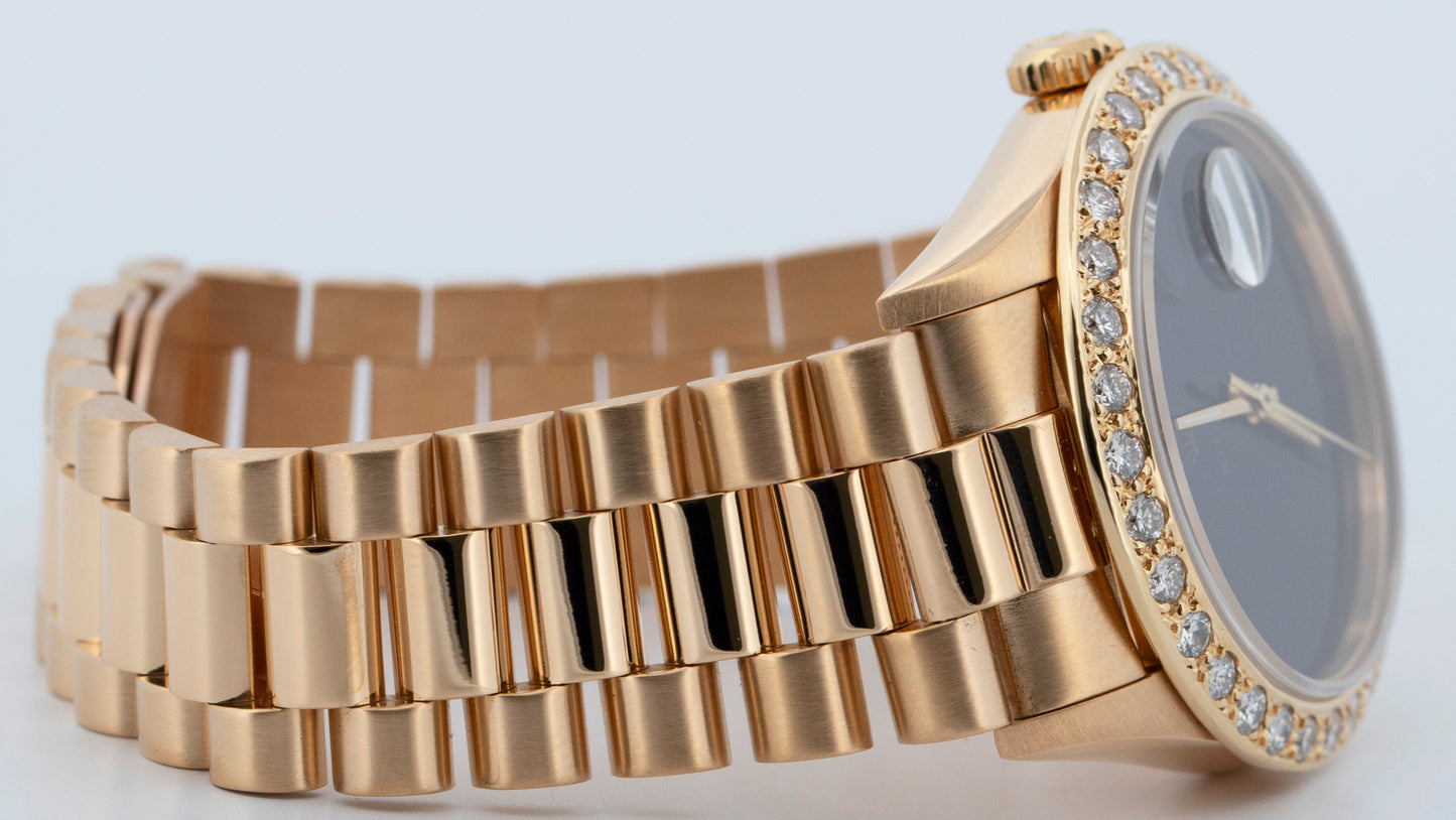 Rolex Day-Date President 36mm ONYX DIAMOND 18K Yellow Gold 18238 BOX