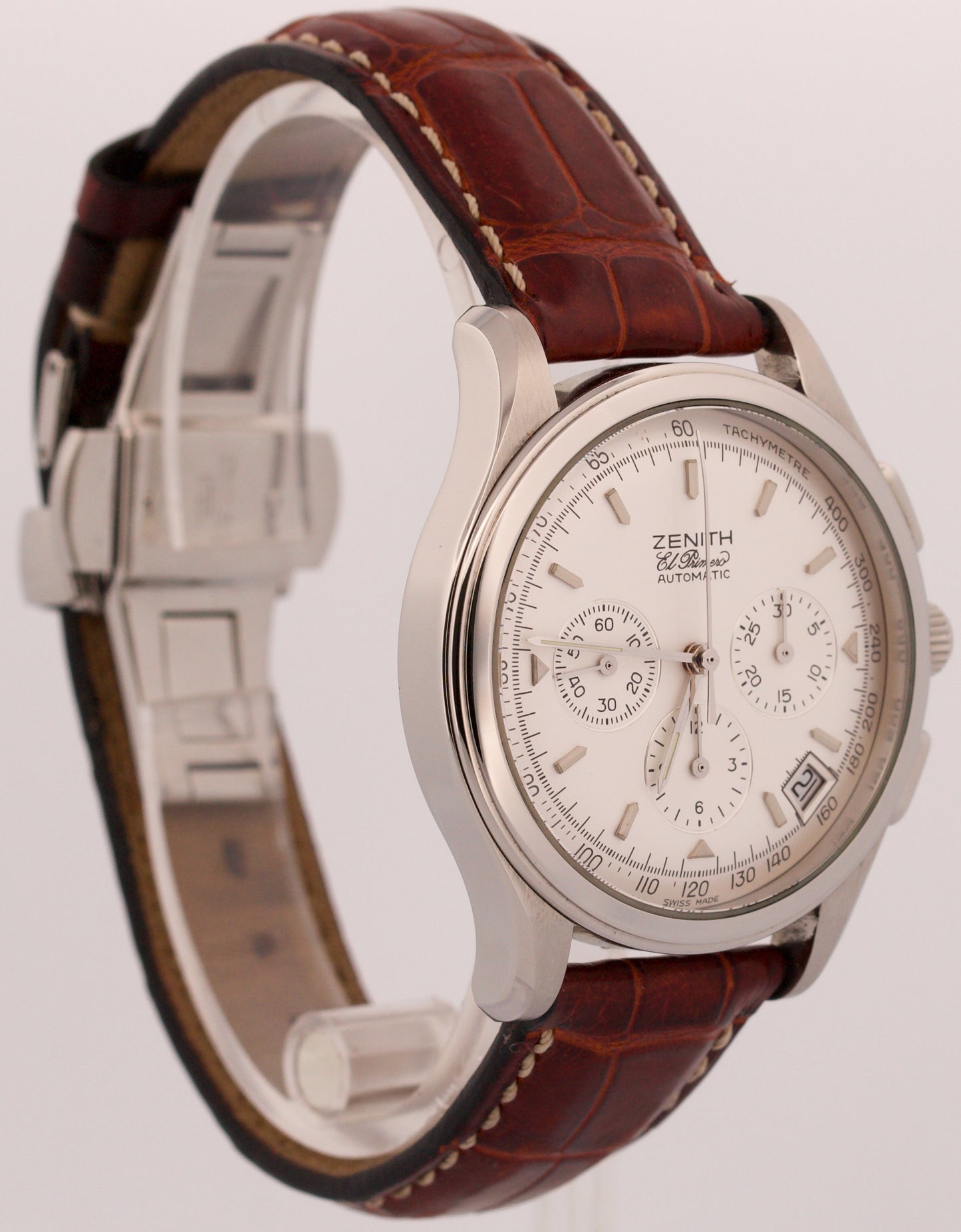 Zenith El Primero Chronograph Automatic SILVER Steel Leather 38mm 90/01.0500.400