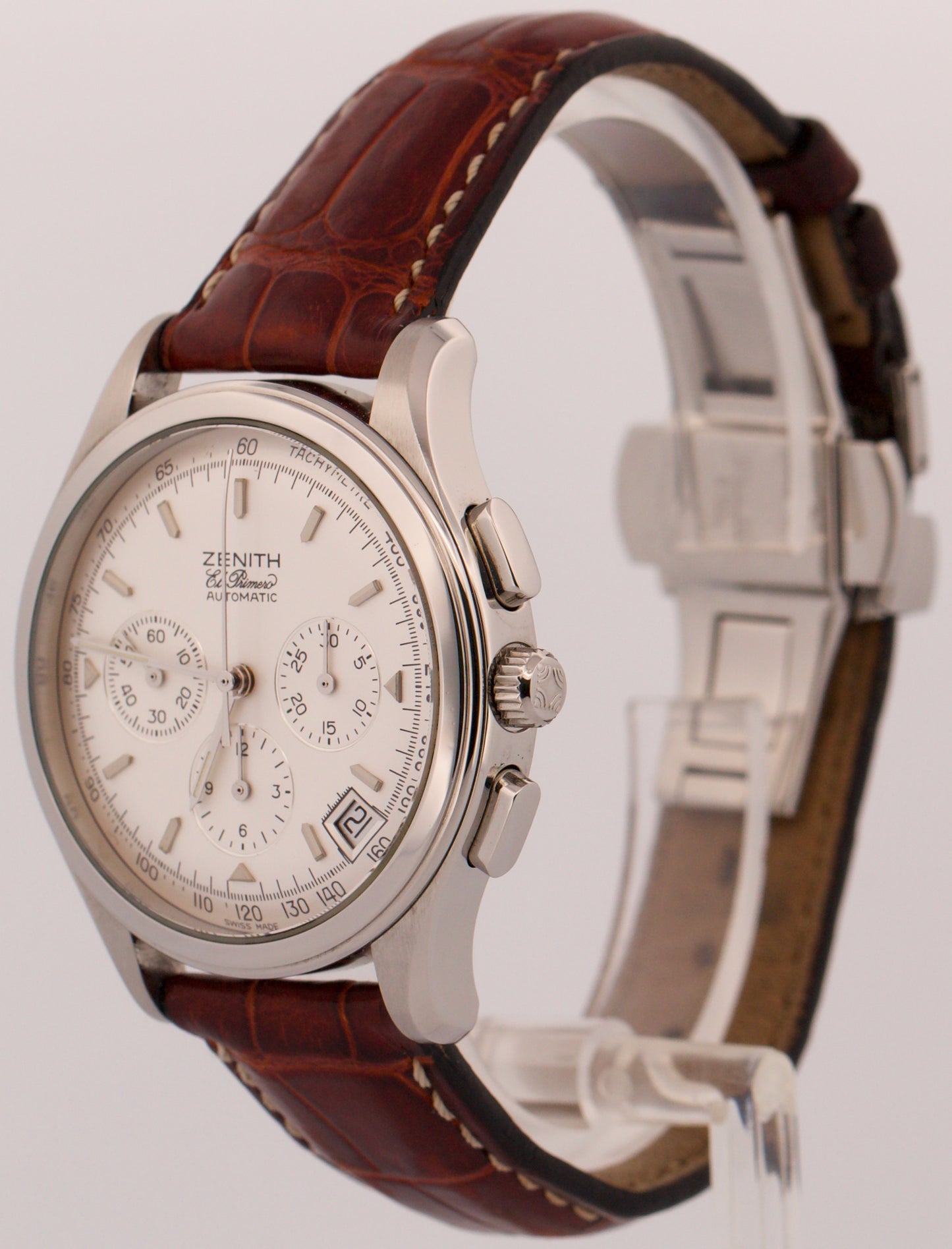 Zenith El Primero Chronograph Automatic SILVER Steel Leather 38mm 90/01.0500.400
