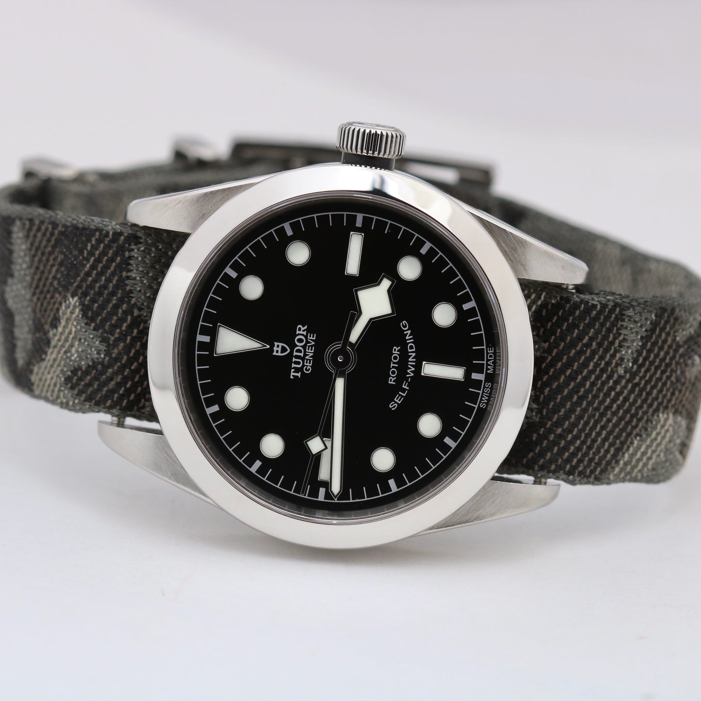 Tudor Heritage Black Bay Black Stainless Steel Camo Canvas 36mm M79500-0007 BOX
