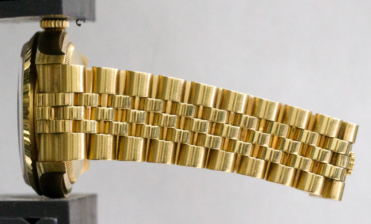 Unpolished Rolex DateJust 16238 36mm Tiger Eye 18K Yellow Gold Jubilee Watch