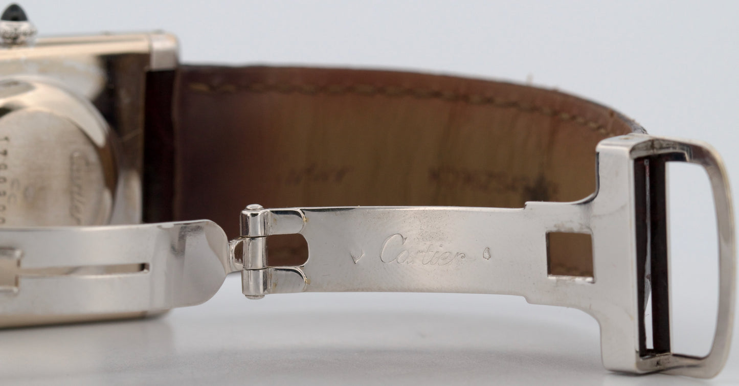 2026 SERVICE Cartier Tank Louis 28mm x 35mm 18K White Gold Leather Watch 17002
