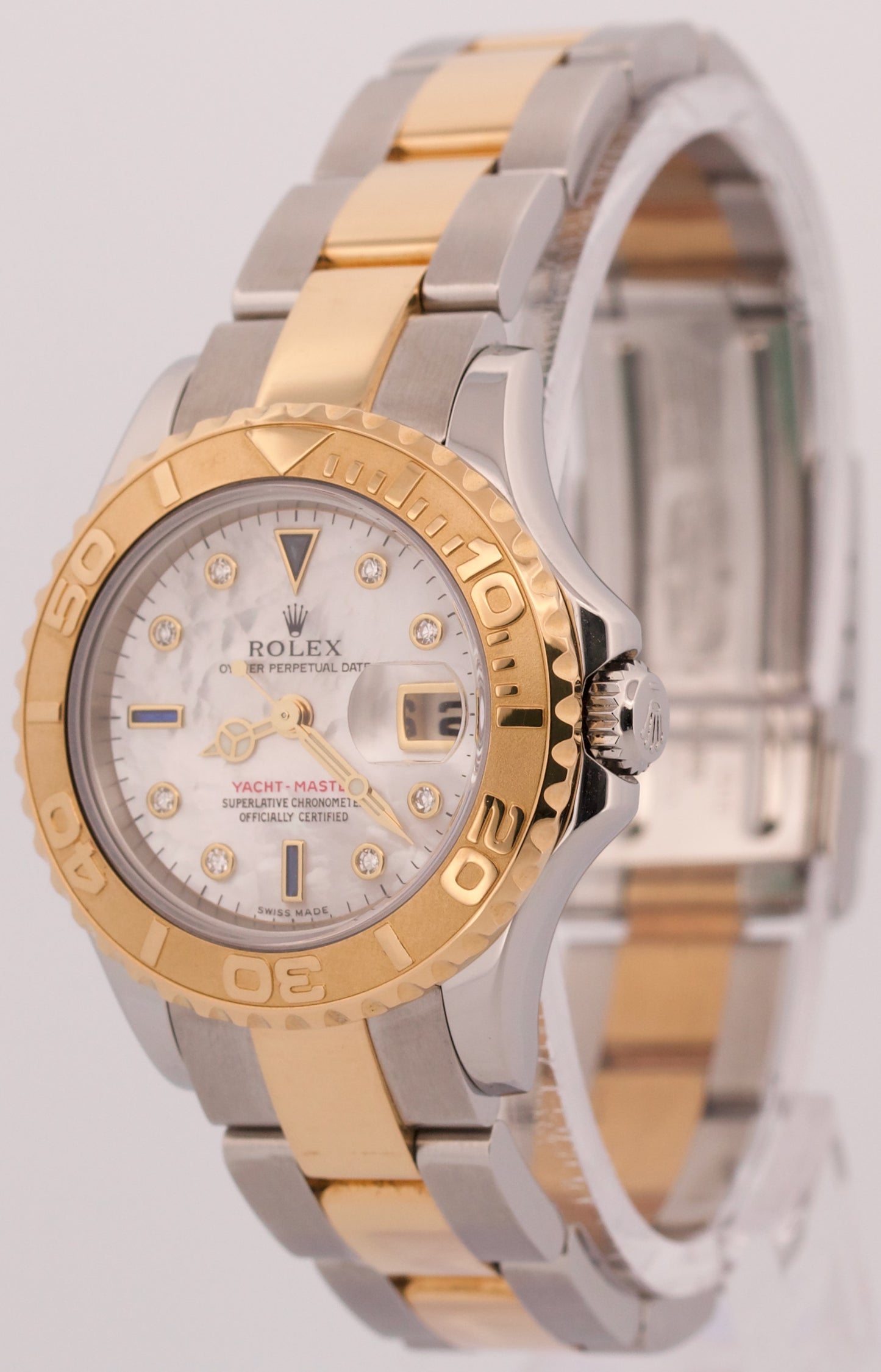 PAPERS Ladies Rolex Yacht-Master 29mm MOP DIAMOND 169623 18K Gold Steel BOX