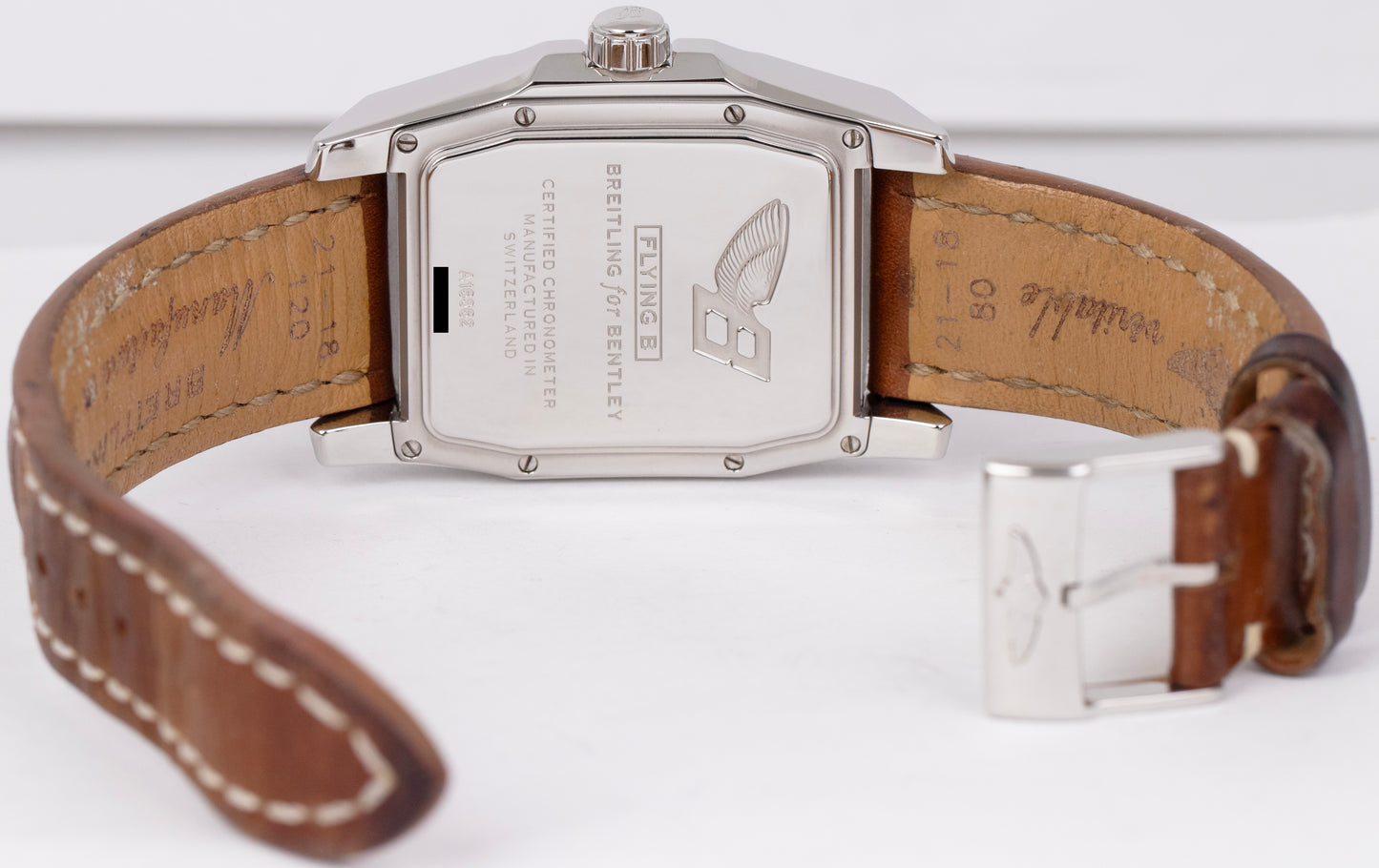 Breitling Bentley Flyback Silver Stainless Leather 40mm x 36mm Watch A16362