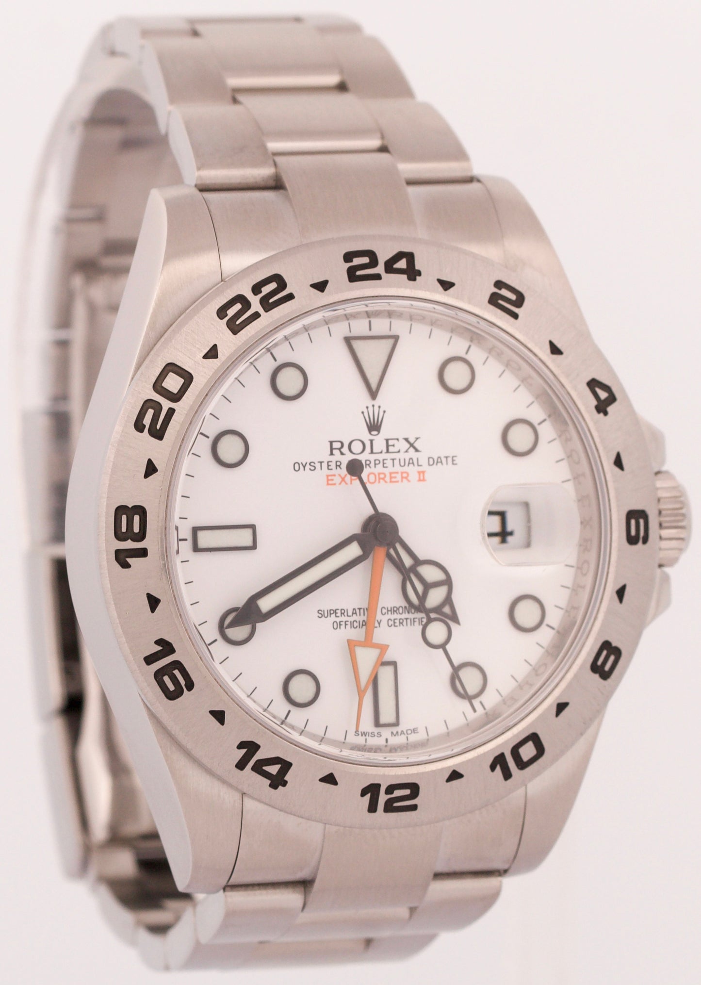 Rolex Explorer II 42mm 216570 POLAR WHITE Orange Stainless Steel Date GMT Watch