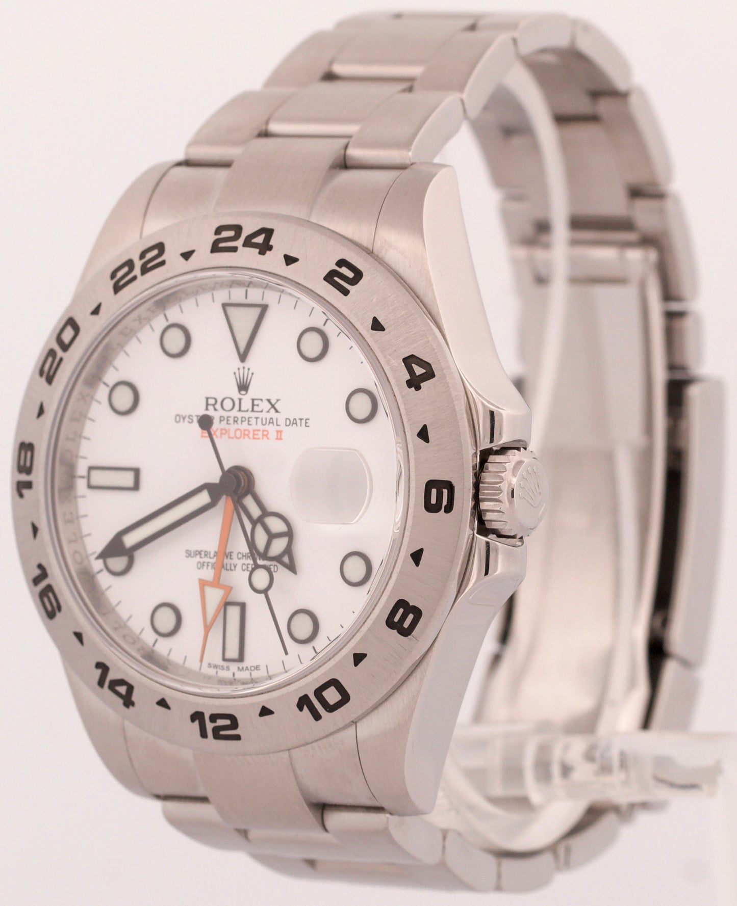Rolex Explorer II 42mm 216570 POLAR WHITE Orange Stainless Steel Date GMT Watch
