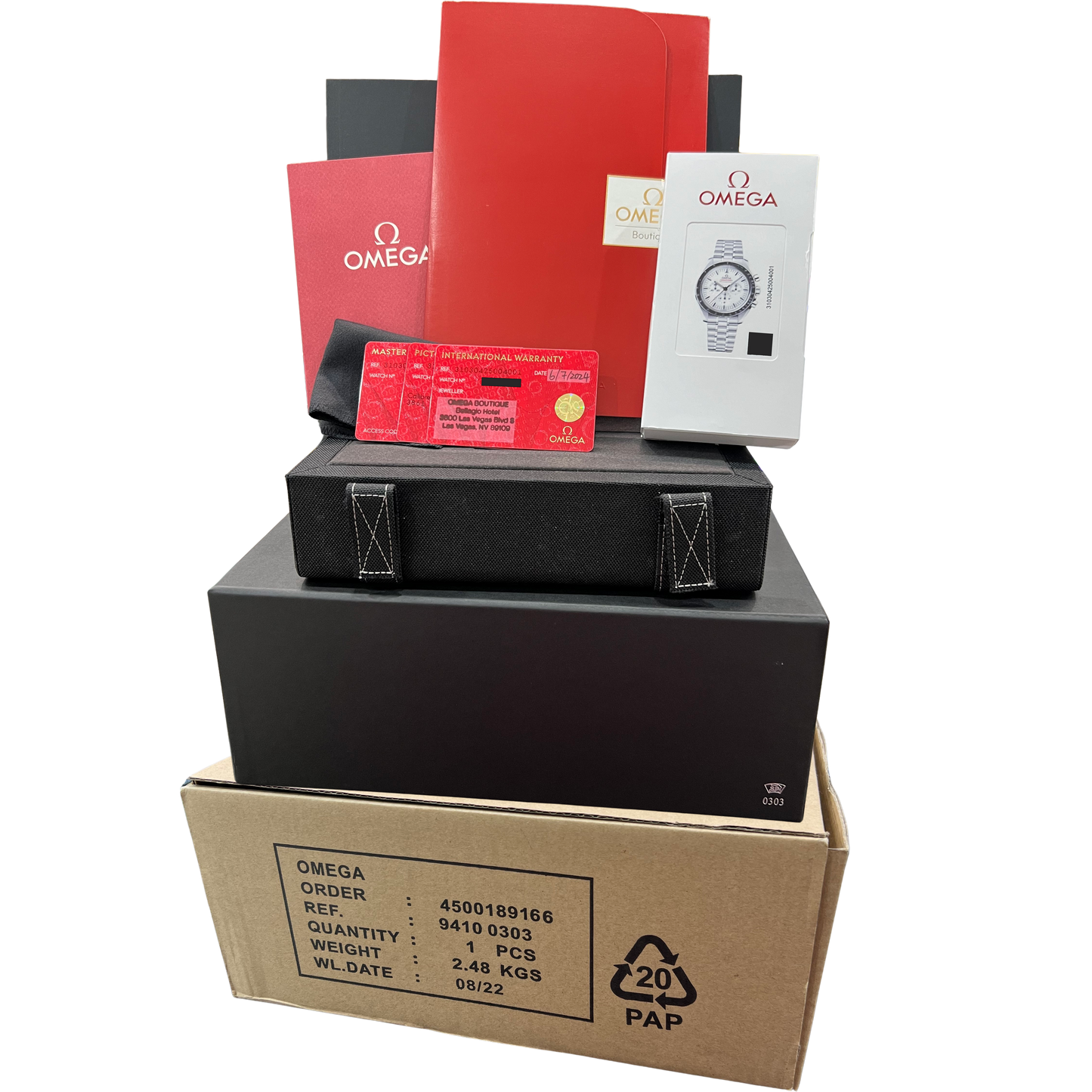 2024 PAPERS Omega Speedmaster Moonwatch WHITE 42mm Steel 310.30.42.50.04.001 BOX