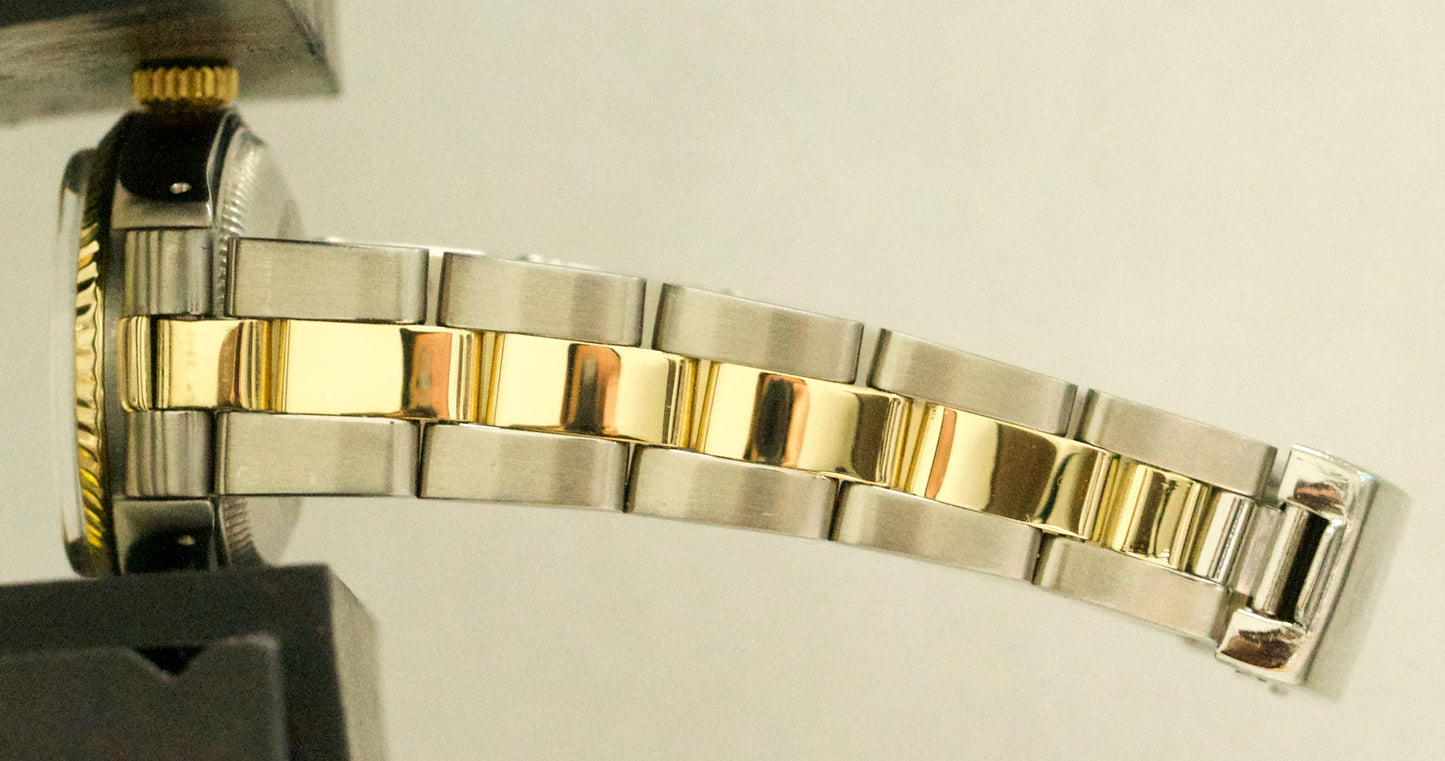 VINTAGE Ladies Rolex DateJust 26mm MOP DIAMOND 18K Gold Steel OYSTER Fluted 6917