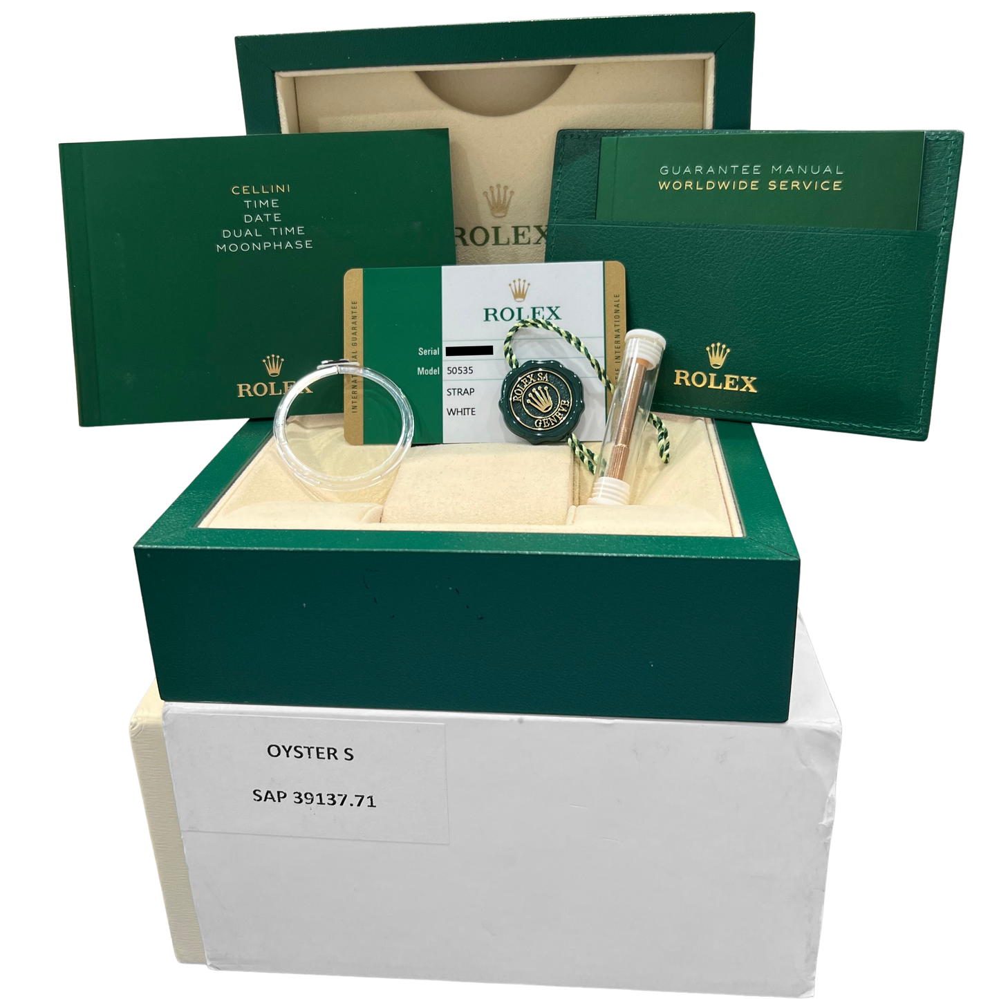 PAPERS Rolex Cellini Moonphase 18K Rose Gold Leather Everose 39mm 50535 BOX