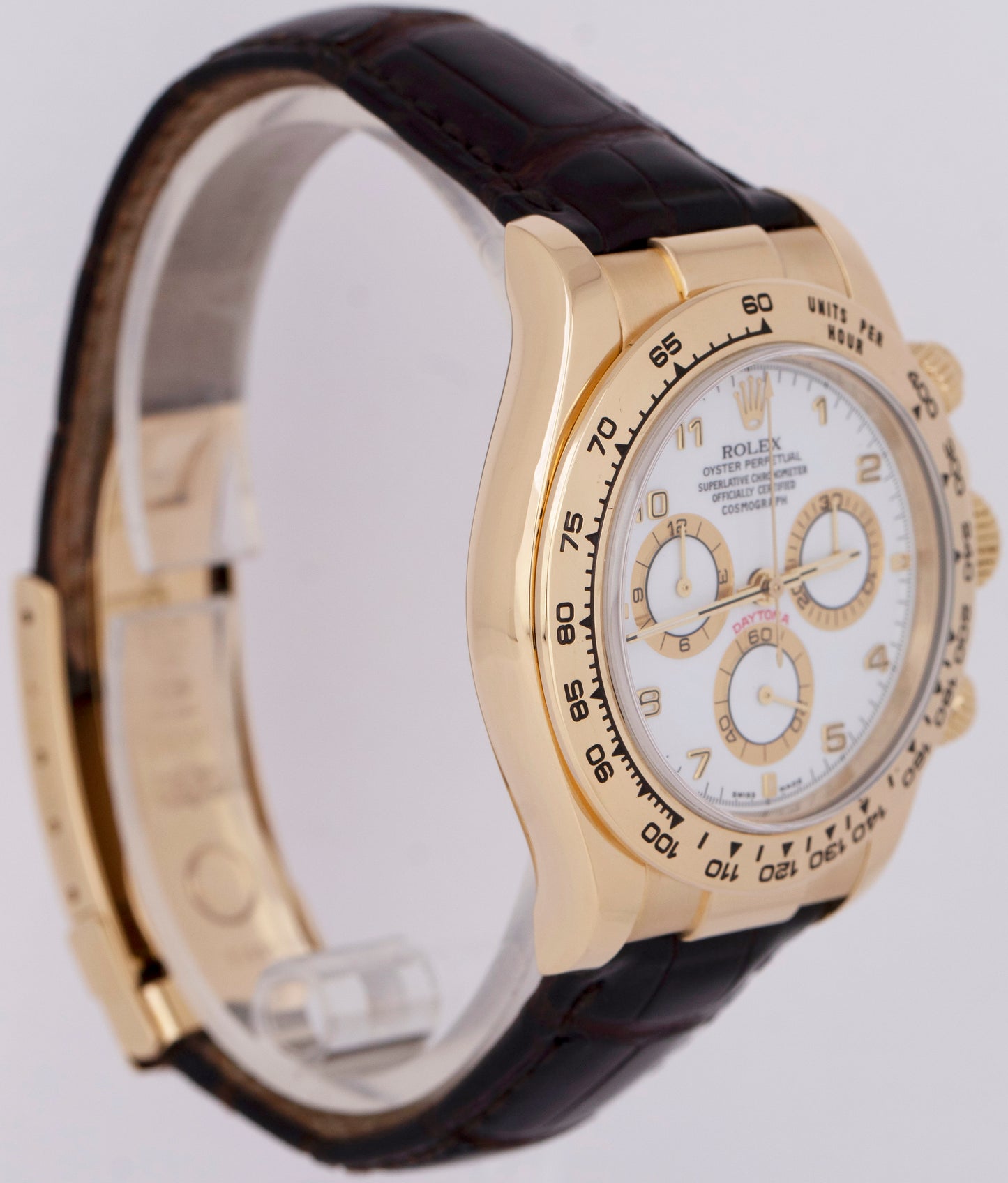 MINT Rolex Daytona Cosmograph 18K Yellow Gold White Chronograph Watch 116518