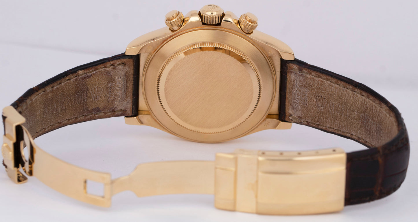 MINT Rolex Daytona Cosmograph 18K Yellow Gold White Chronograph Watch 116518