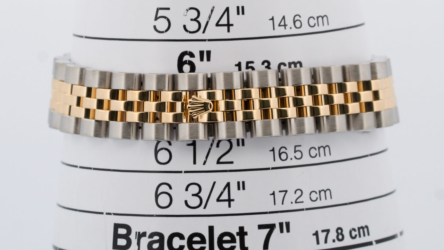 PAPERS Ladies Rolex DateJust IVORY PYRAMID ROMAN 18K 26mm JUBILEE 179173 BOX