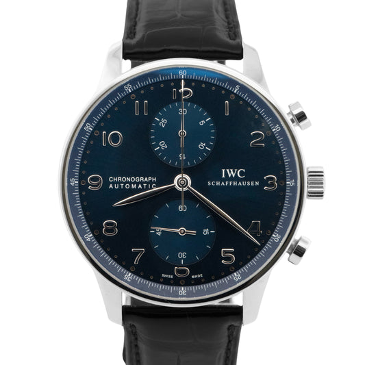 MINT PAPERS IWC Portugieser Blue Chronograph Steel 40.9mm IW371491 Watch BOX