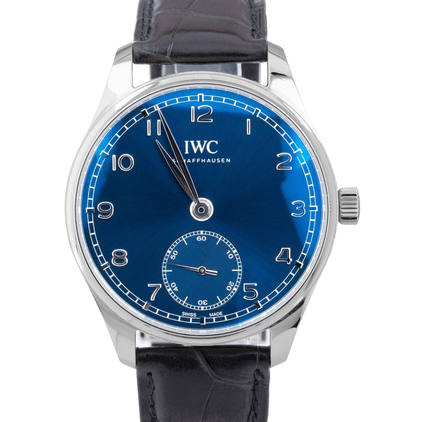 2021 IWC Portugieser PAPERS Steel Blue Arabic Dial 40mm Watch IW358305 B+P