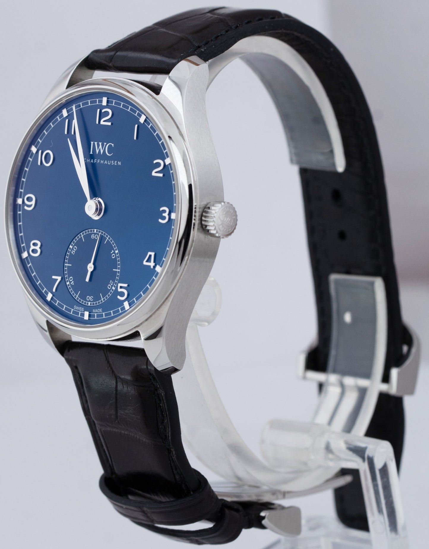 2021 IWC Portugieser PAPERS Steel Blue Arabic Dial 40mm Watch IW358305 B+P
