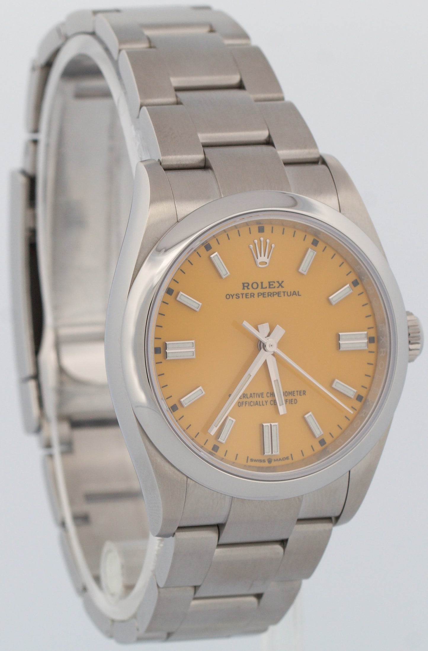 2022 PAPERS Rolex Oyster Perpetual YELLOW Stainless Steel 36mm Watch 126000 BOX