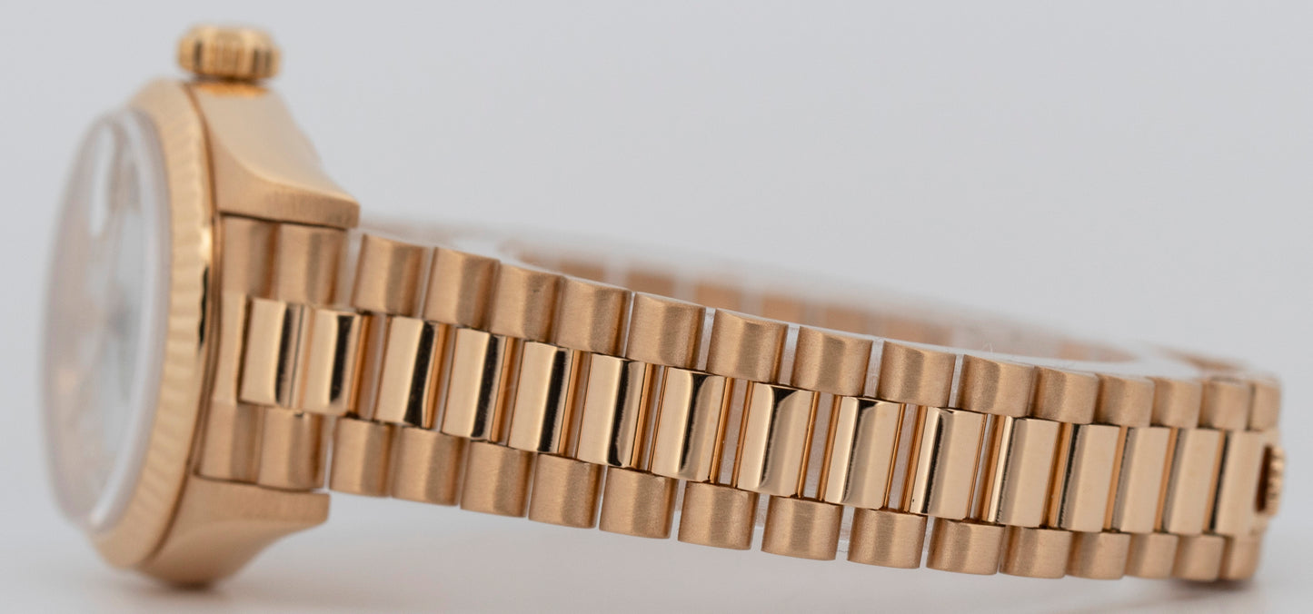 Ladies Rolex DateJust President 26mm Mother of Pearl 18K Yellow Gold 69178 Watch