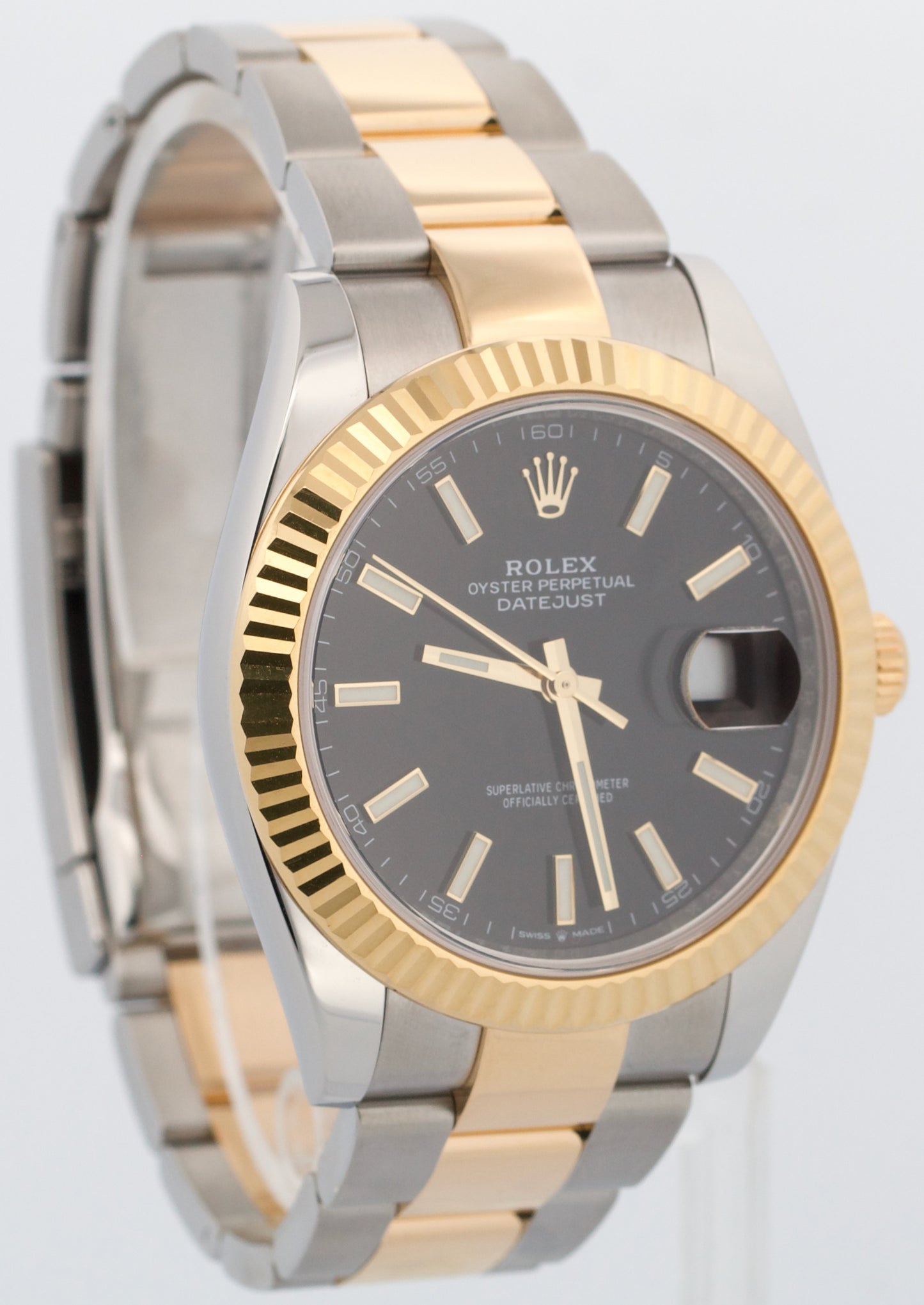 2021 PAPERS Rolex DateJust 41 BLACK 18K Gold Steel OYSTER 41mm 126333 Watch BOX