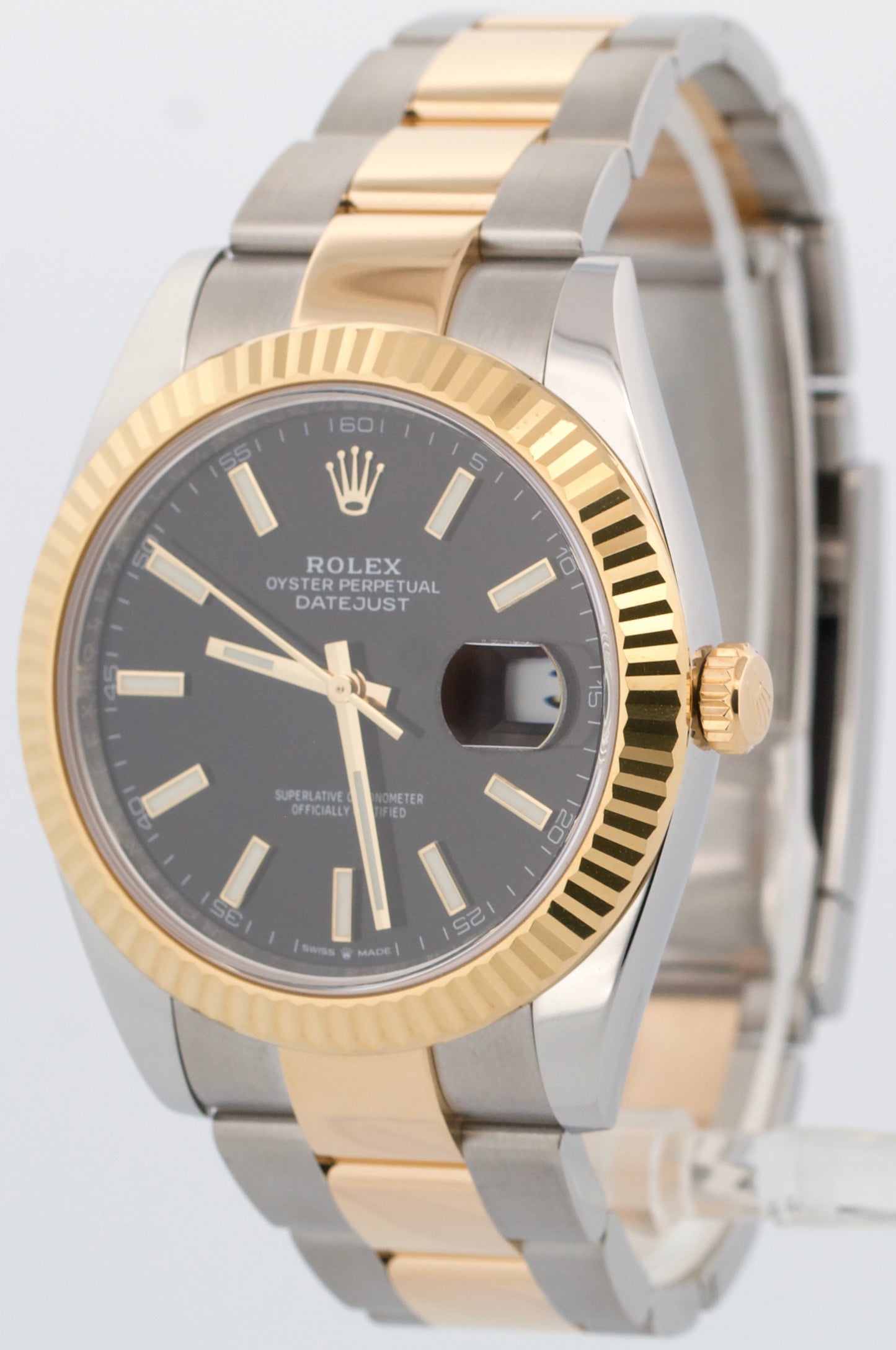 2021 PAPERS Rolex DateJust 41 BLACK 18K Gold Steel OYSTER 41mm 126333 Watch BOX