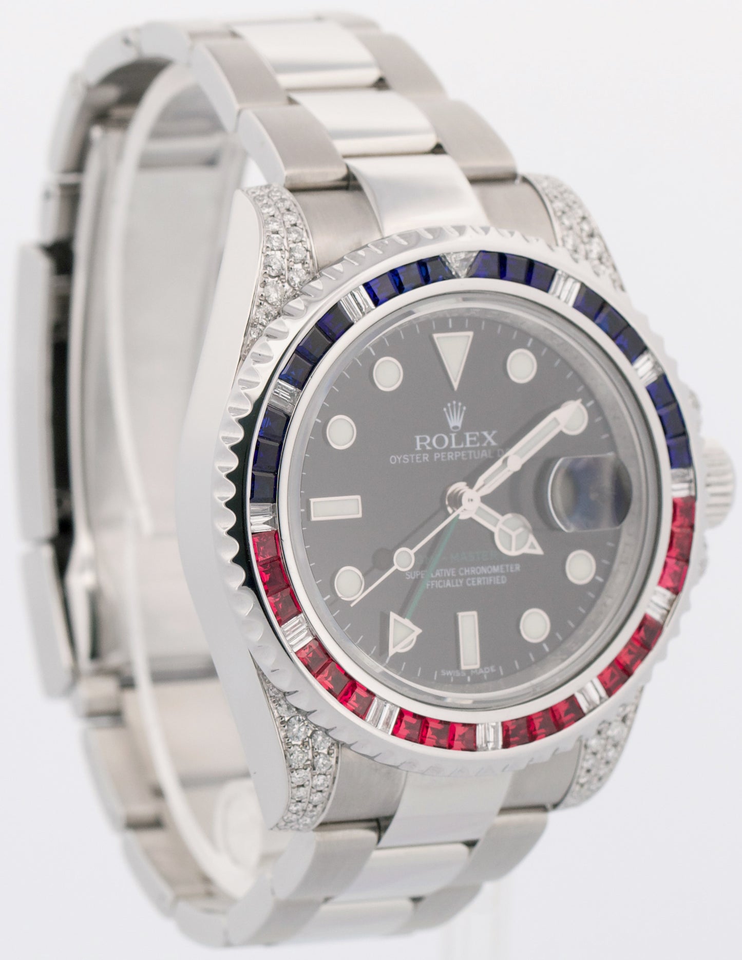 Rolex GMT-Master II DIAMOND SAPPHIRE Stainless Steel Blue Pink Green 40mm 116710