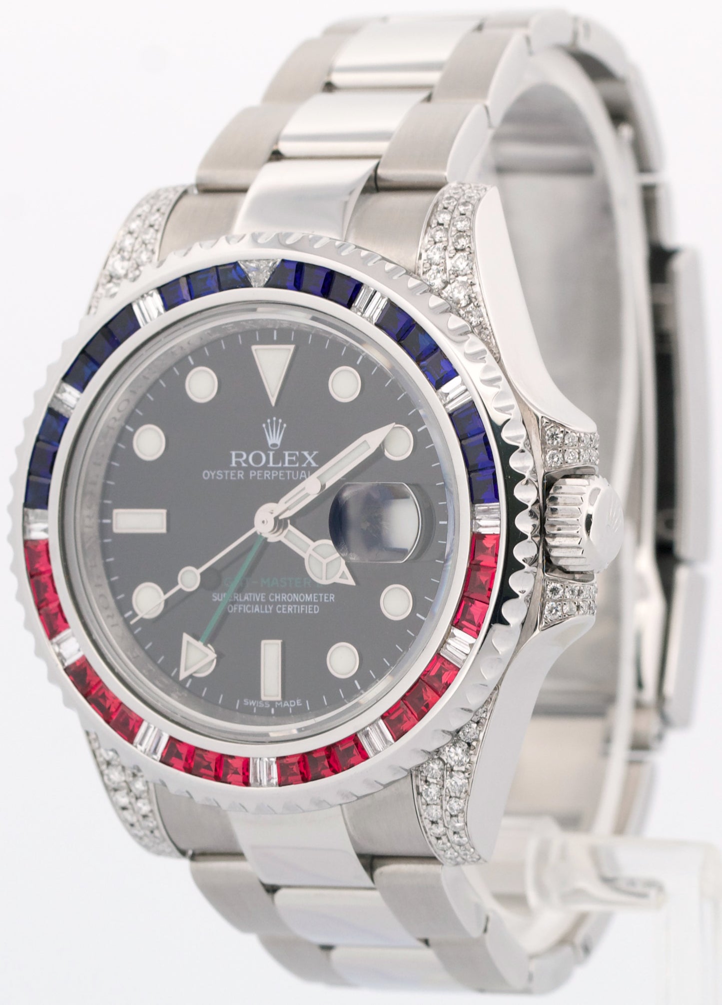 Rolex GMT-Master II DIAMOND SAPPHIRE Stainless Steel Blue Pink Green 40mm 116710