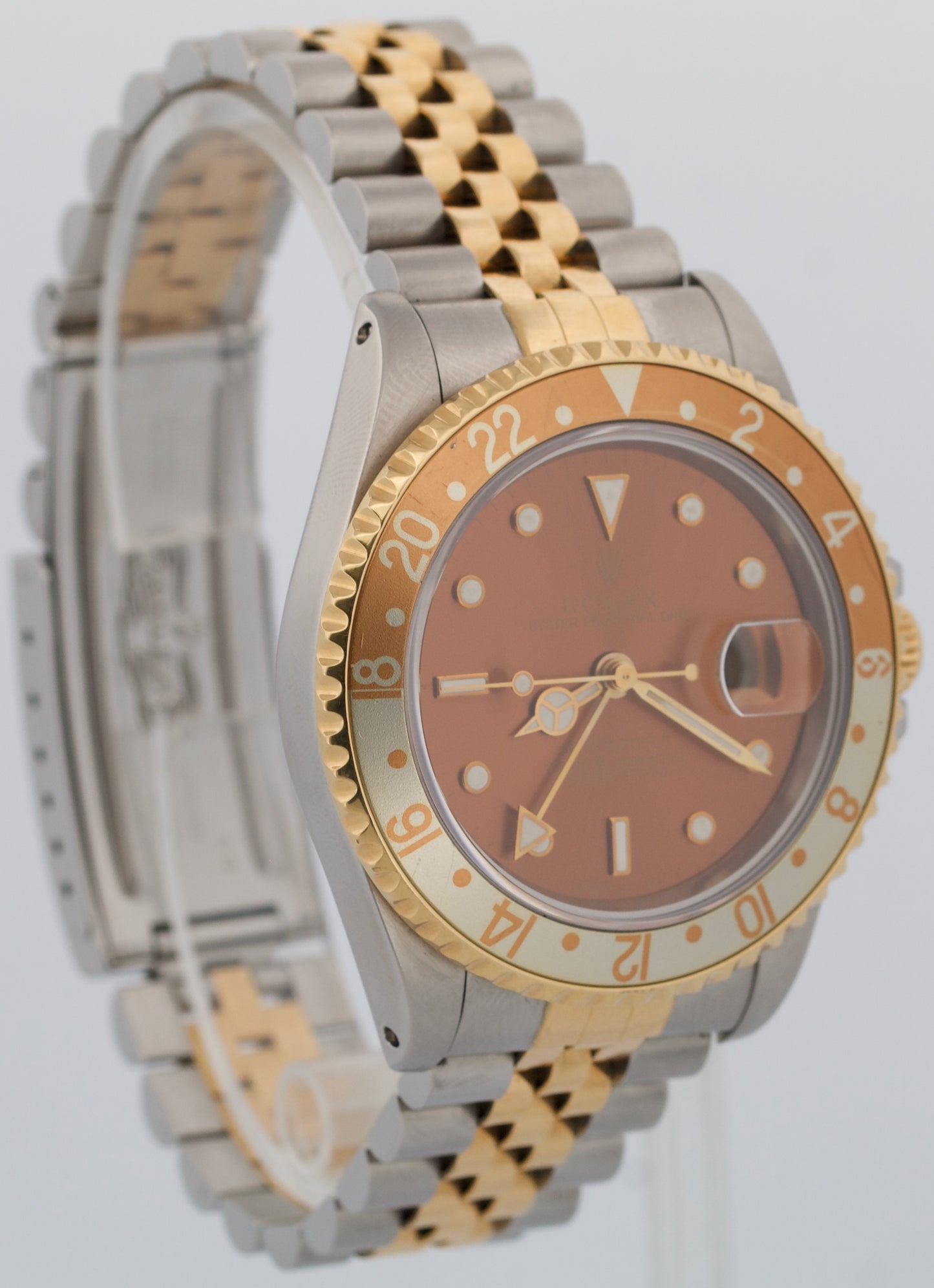 Rolex GMT-Master II ROOT BEER Two-Tone 18K Gold JUBILEE Steel Brown 16713 Watch