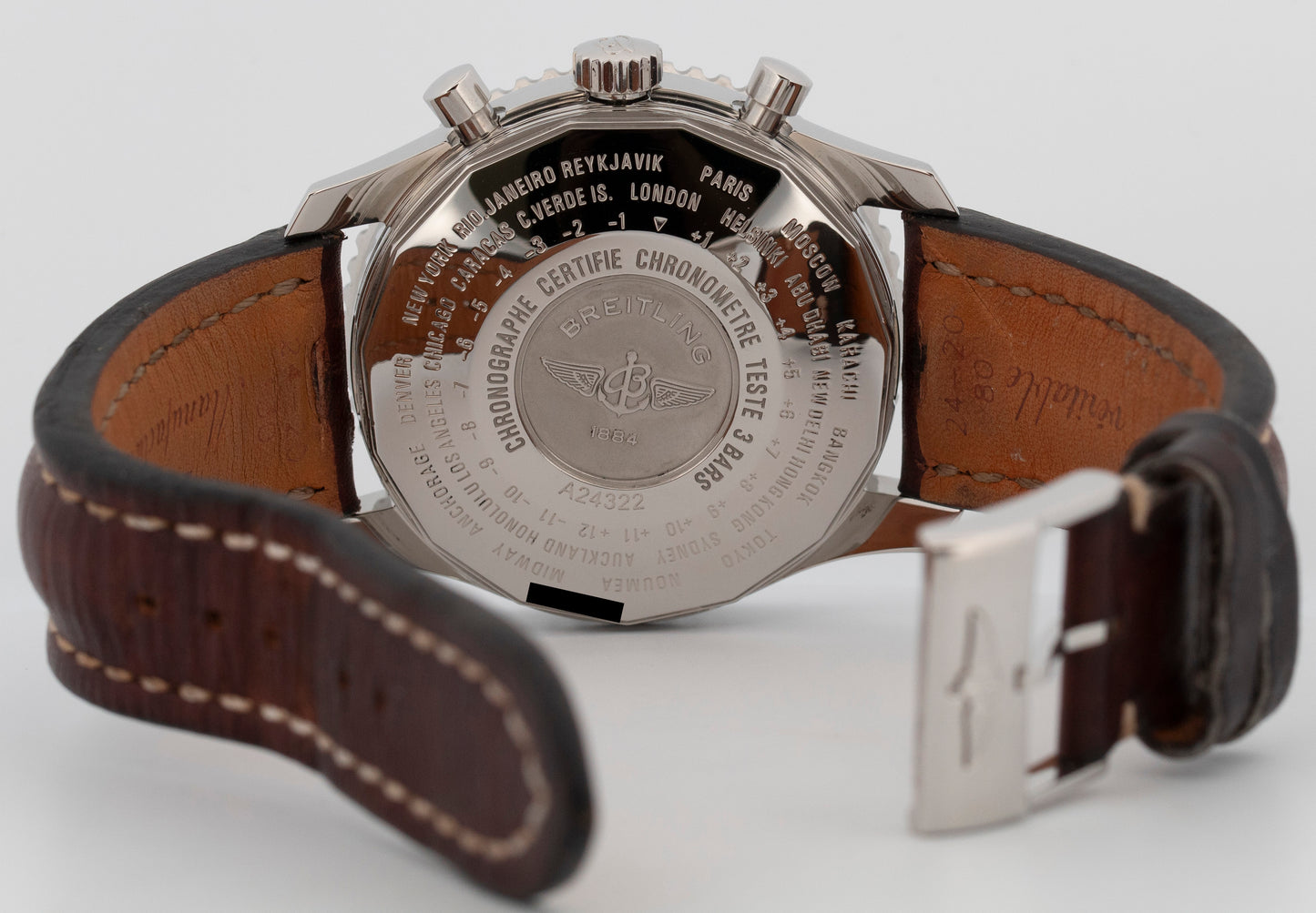 PAPERS Breitling Navitimer World GMT Steel White Stainless Steel 46mm A24322 BOX