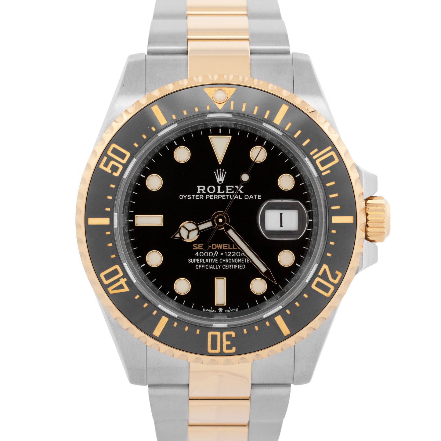 PAPERS Rolex Sea-Dweller 43mm Two-Tone 18K Gold Stainless Black 126603 Watch BOX