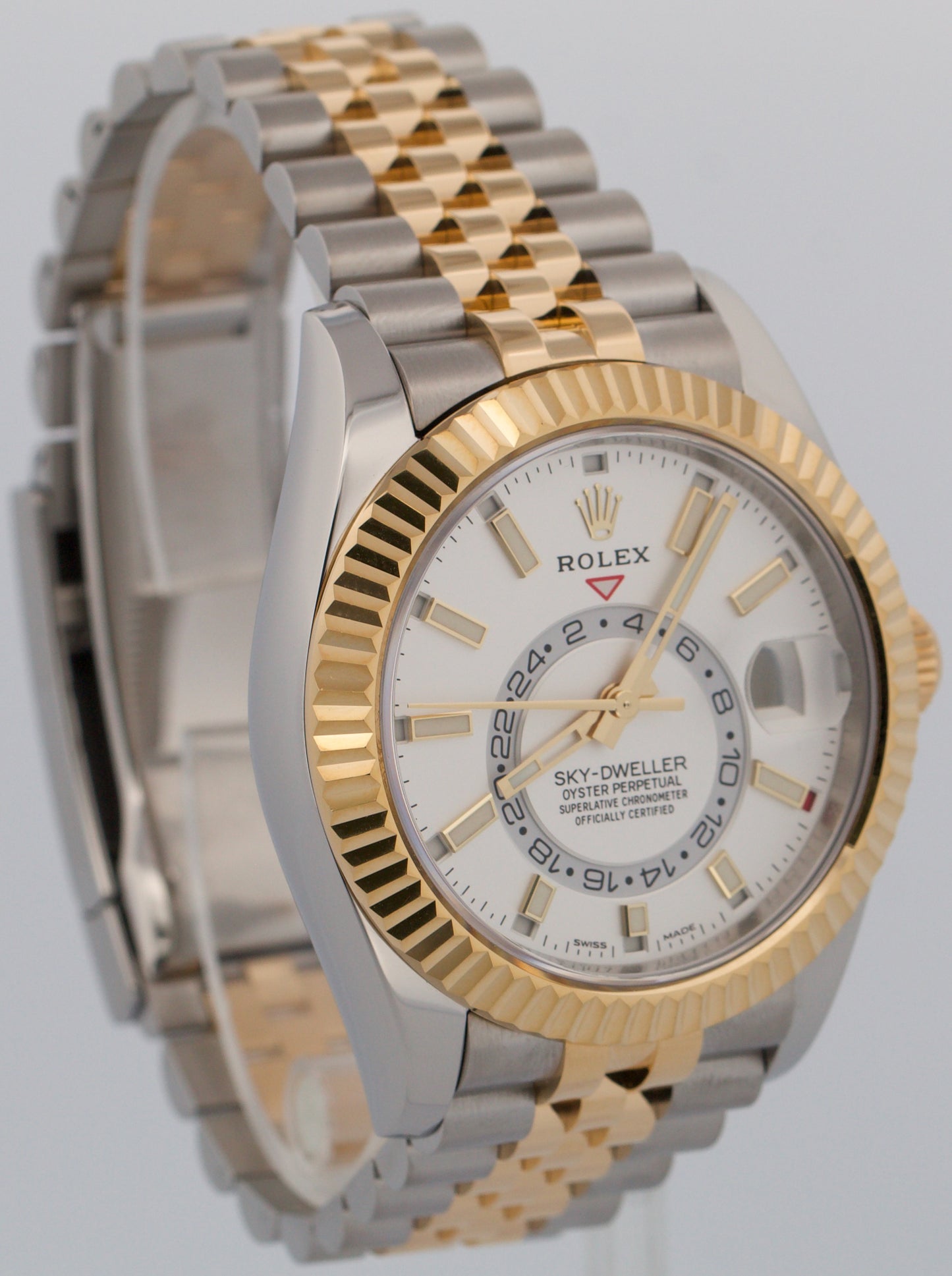2022 PAPERS Rolex Sky-Dweller WHITE 18K Gold Stainless JUBILEE 42mm 326933 BOX