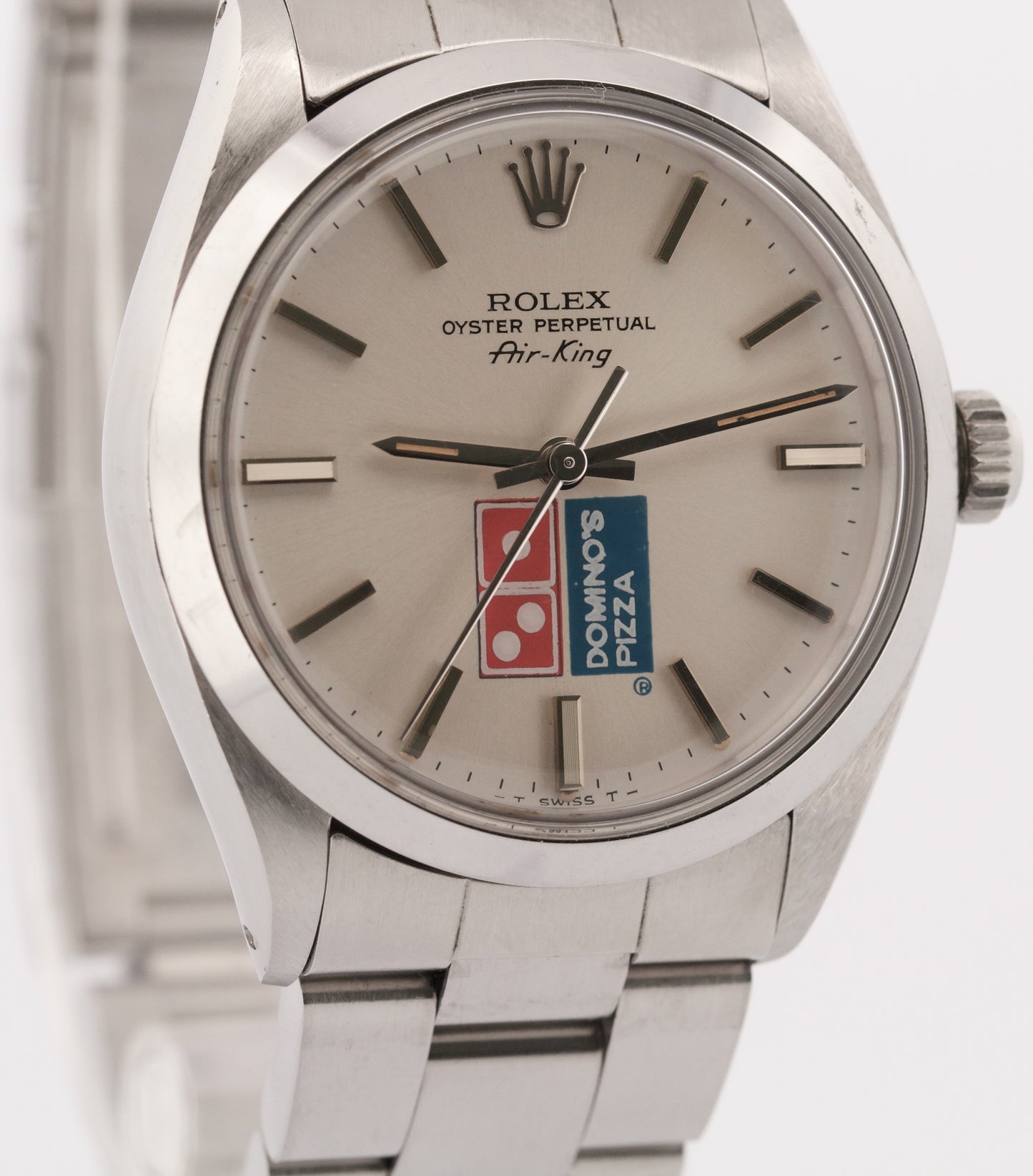 UNPOLISHED Rolex Oyster Perpetual Air-King SILVER DOMINOS Steel MK1 34mm 5500