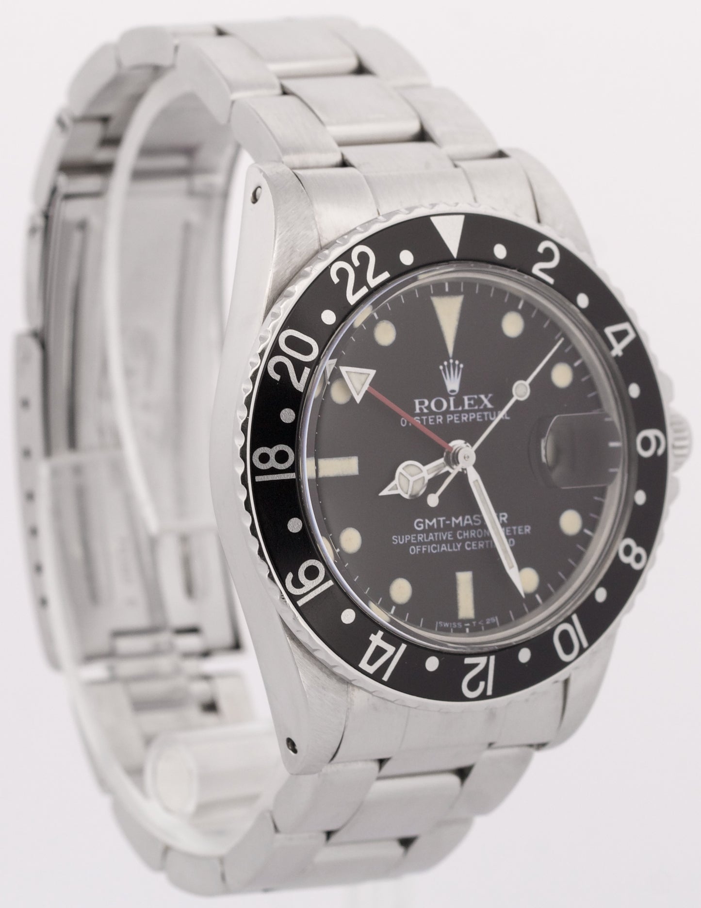Rolex GMT-Master Black Red Date MATTE Stainless Steel PATINA 40mm Oyster 16750