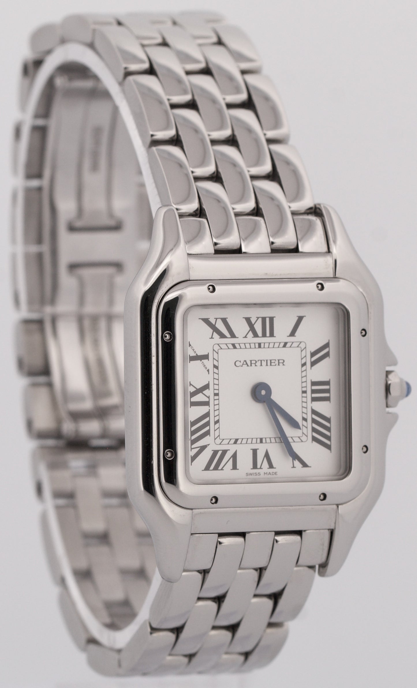 Ladies Cartier Panthere Stainless Steel WHITE Roman 27mm Quartz 4016 WSPN0007