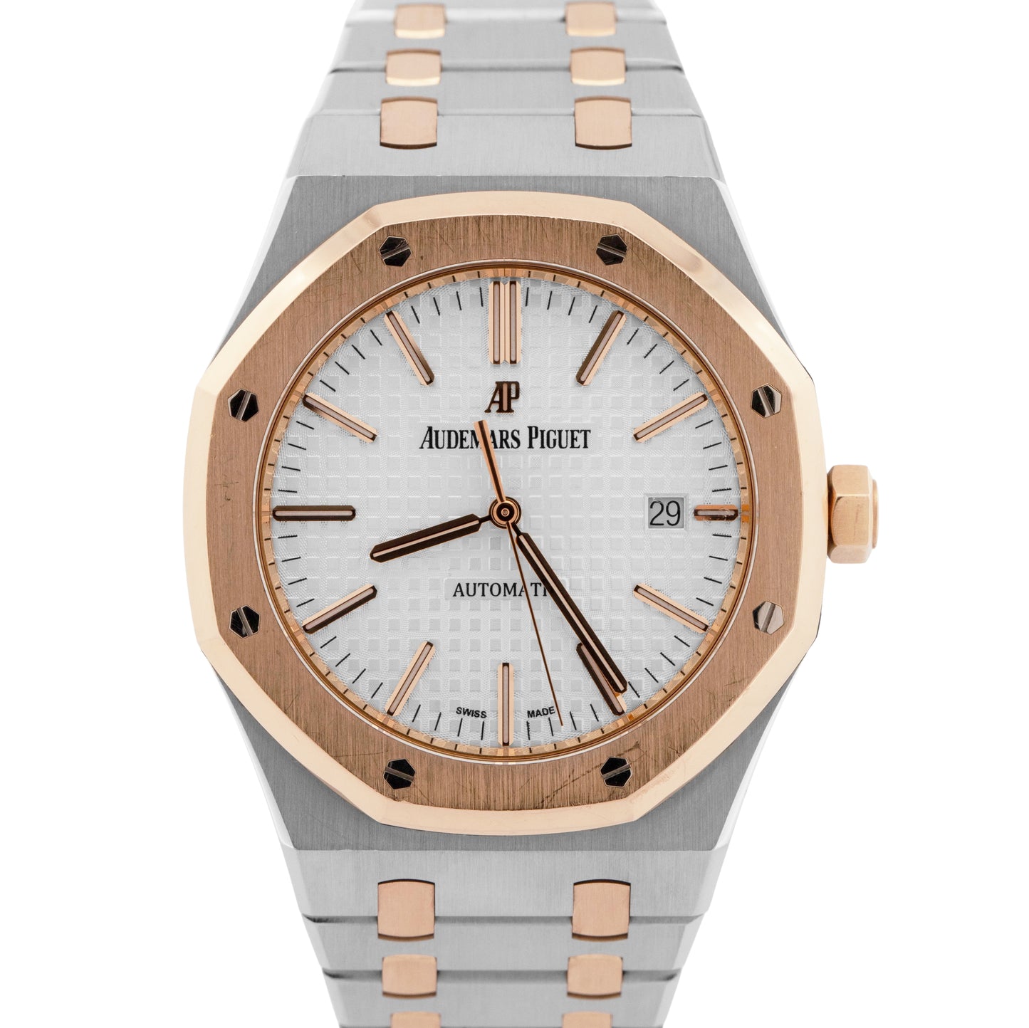 PAPERS Audemars Piguet Royal Oak WHITE Steel Gold 41mm 15400SR.OO.1220SR.01 BOX