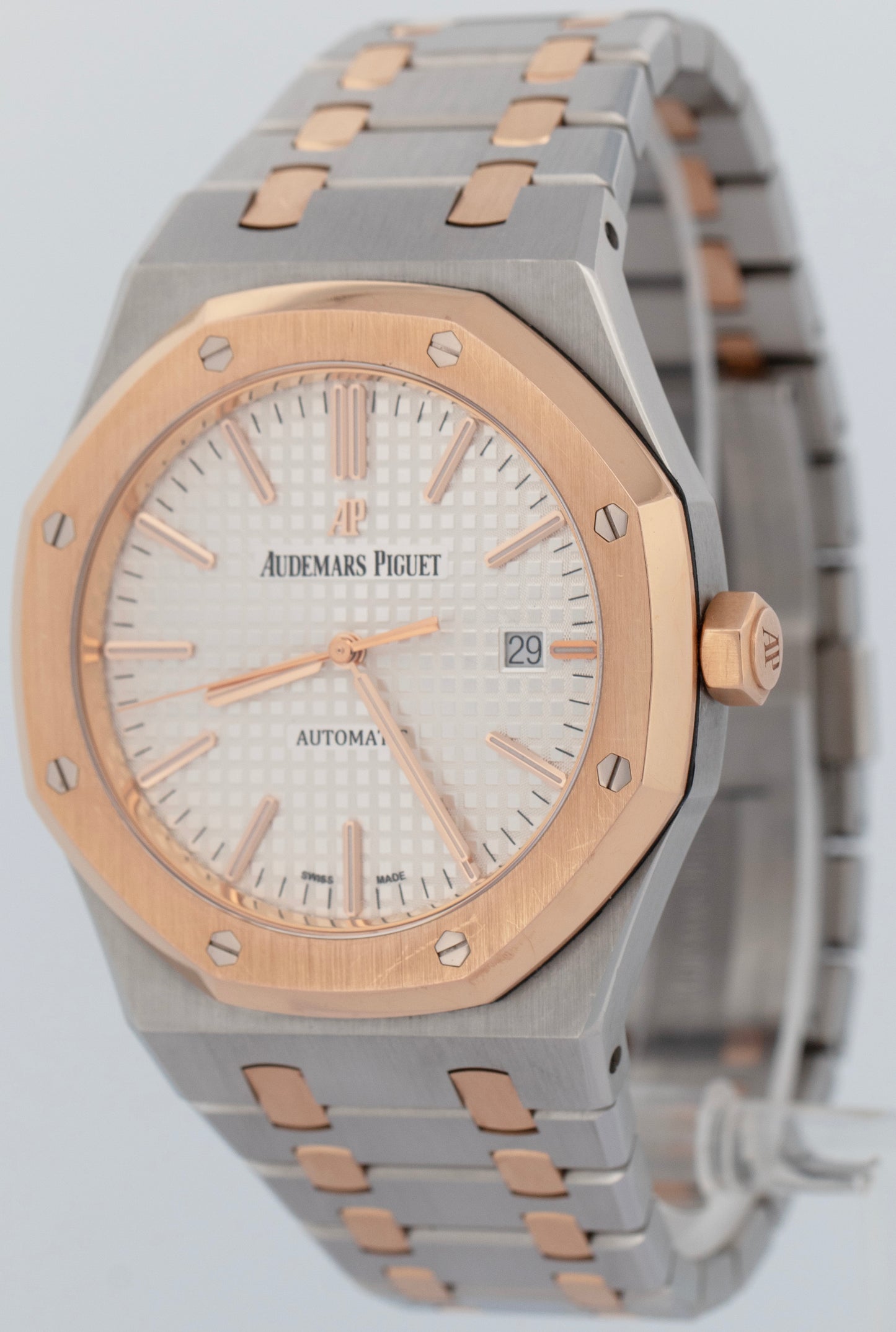 PAPERS Audemars Piguet Royal Oak WHITE Steel Gold 41mm 15400SR.OO.1220SR.01 BOX