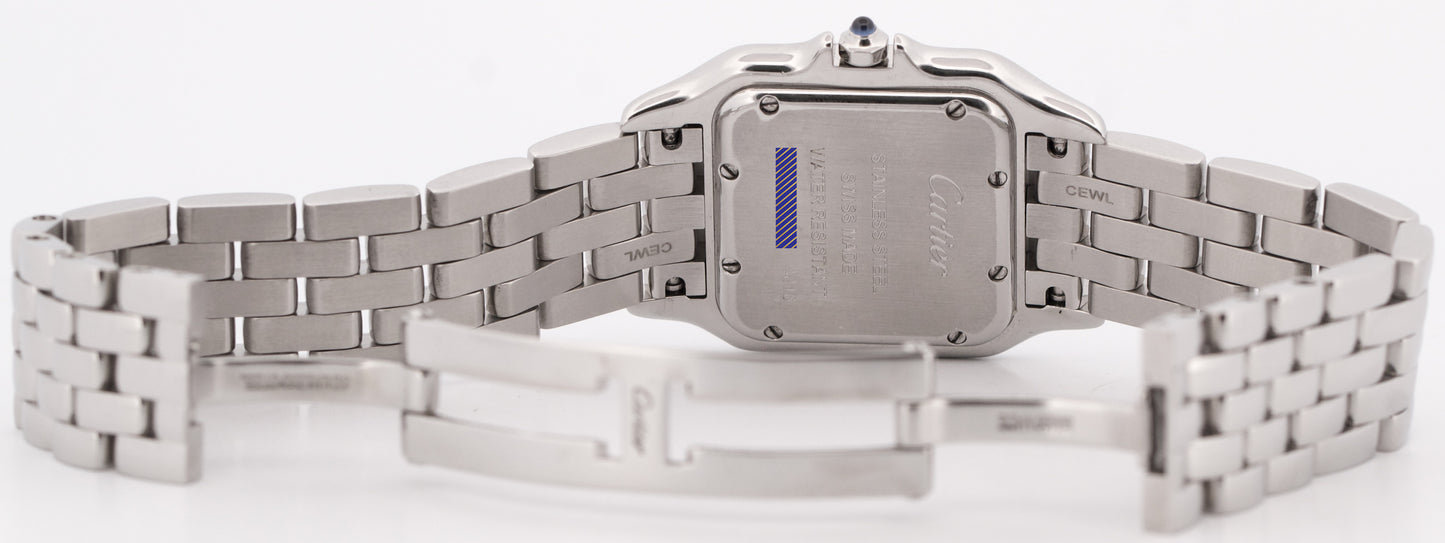 Ladies Cartier Panthere Stainless Steel WHITE Roman 27mm Quartz 4016 WSPN0007