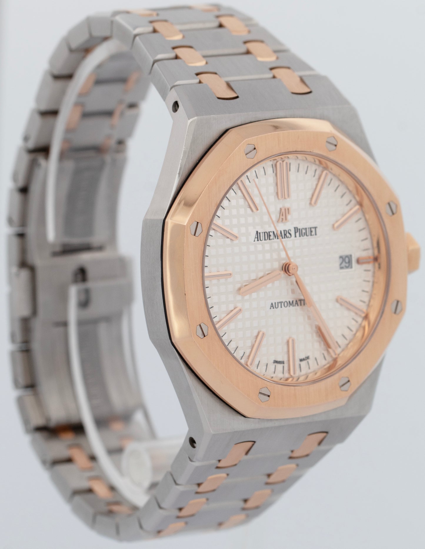 PAPERS Audemars Piguet Royal Oak WHITE Steel Gold 41mm 15400SR.OO.1220SR.01 BOX