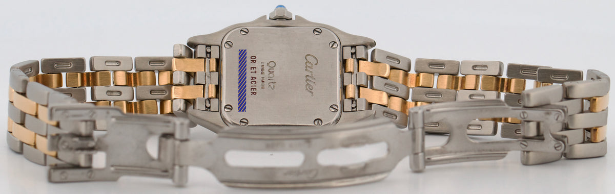 Ladies Cartier Panthere 66921 Two Row 18K Gold Steel Ivory 22mm Quartz Watch