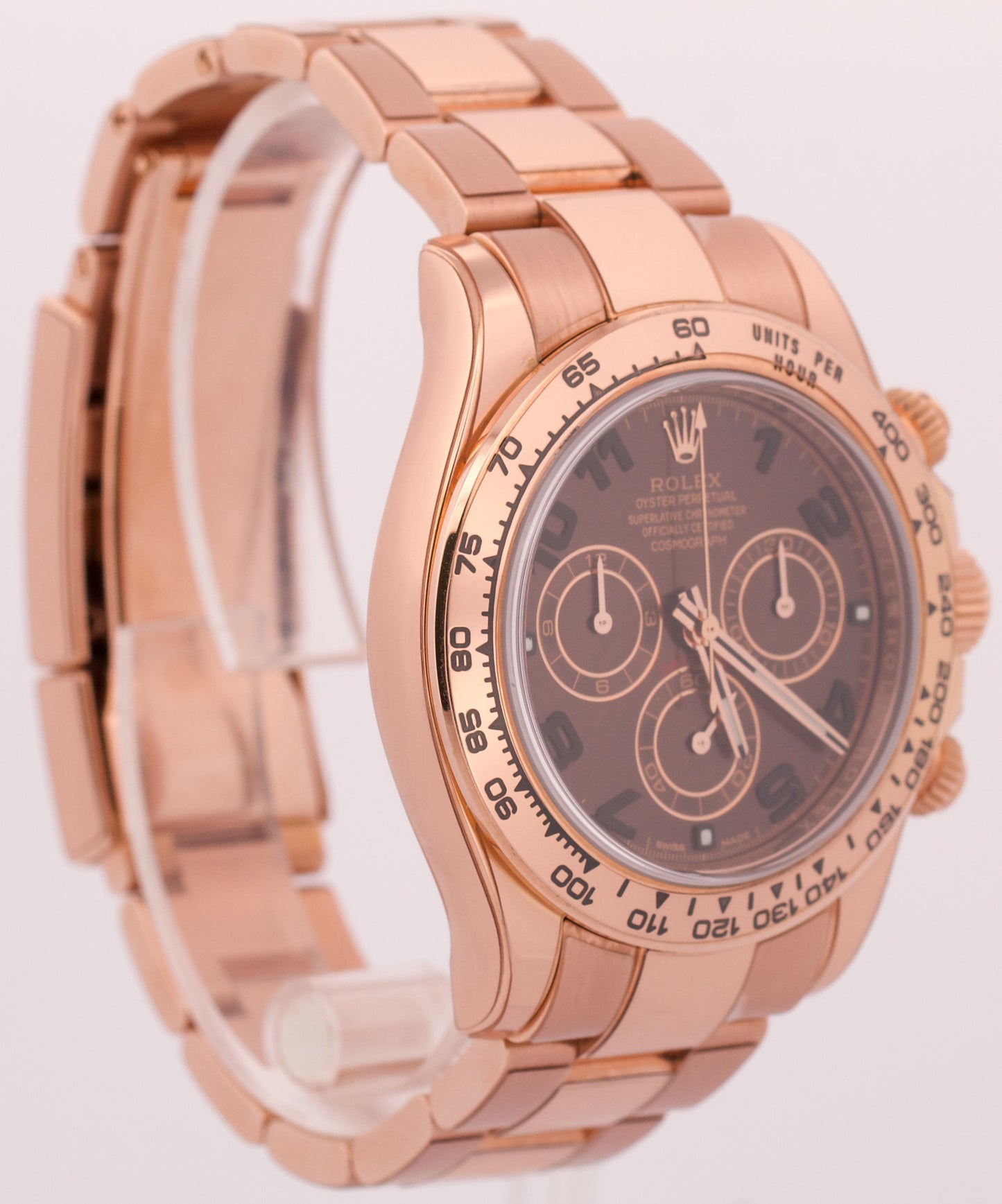 PAPERS Rolex Daytona CHOCOLATE ARABIC 40mm Brown 18K Rose Gold 116505 BOX