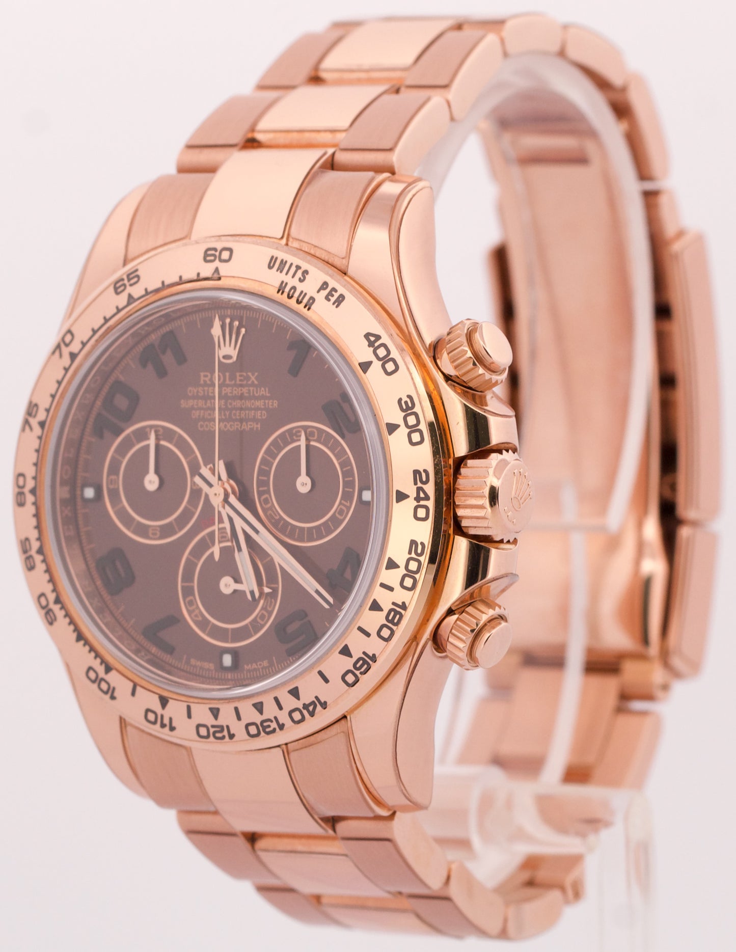 PAPERS Rolex Daytona CHOCOLATE ARABIC 40mm Brown 18K Rose Gold 116505 BOX