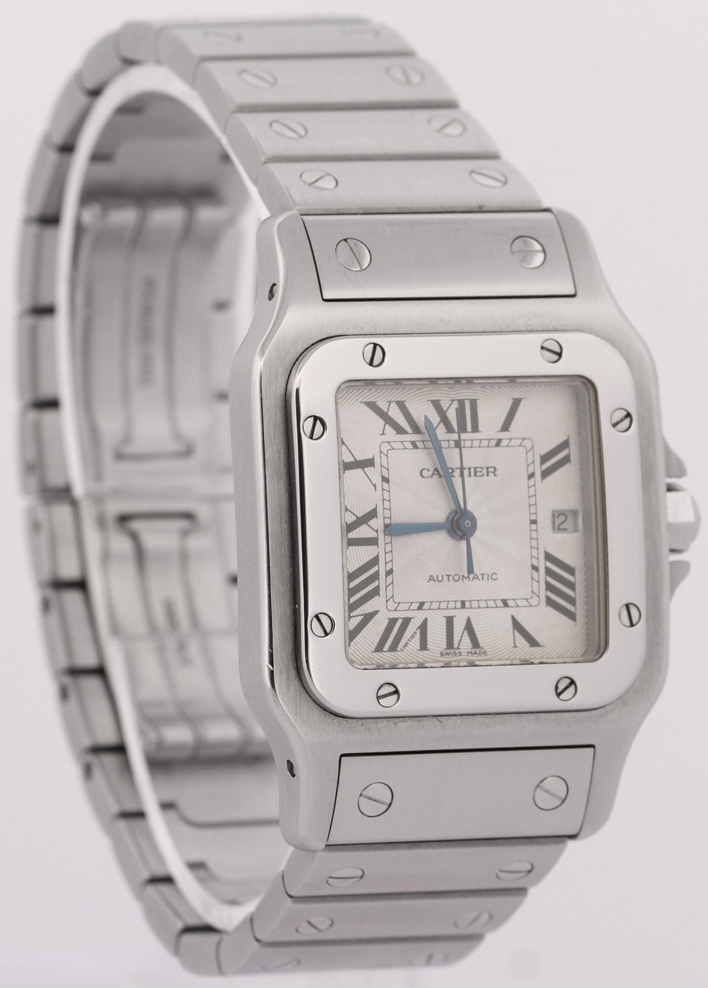UNPOLISHED Cartier Santos Galbee 29mm IVORY ROMAN Steel Automatic 2319 W20055D6