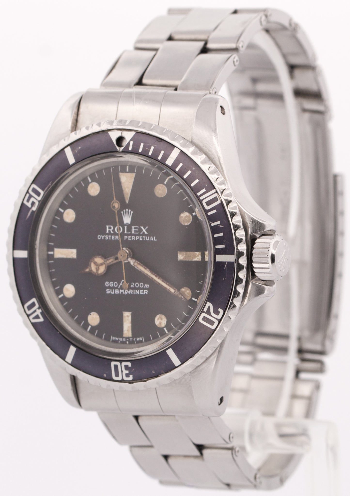 VINTAGE 1966 Rolex Submariner PATINA Black 40mm Stainless Steel Automatic 5513