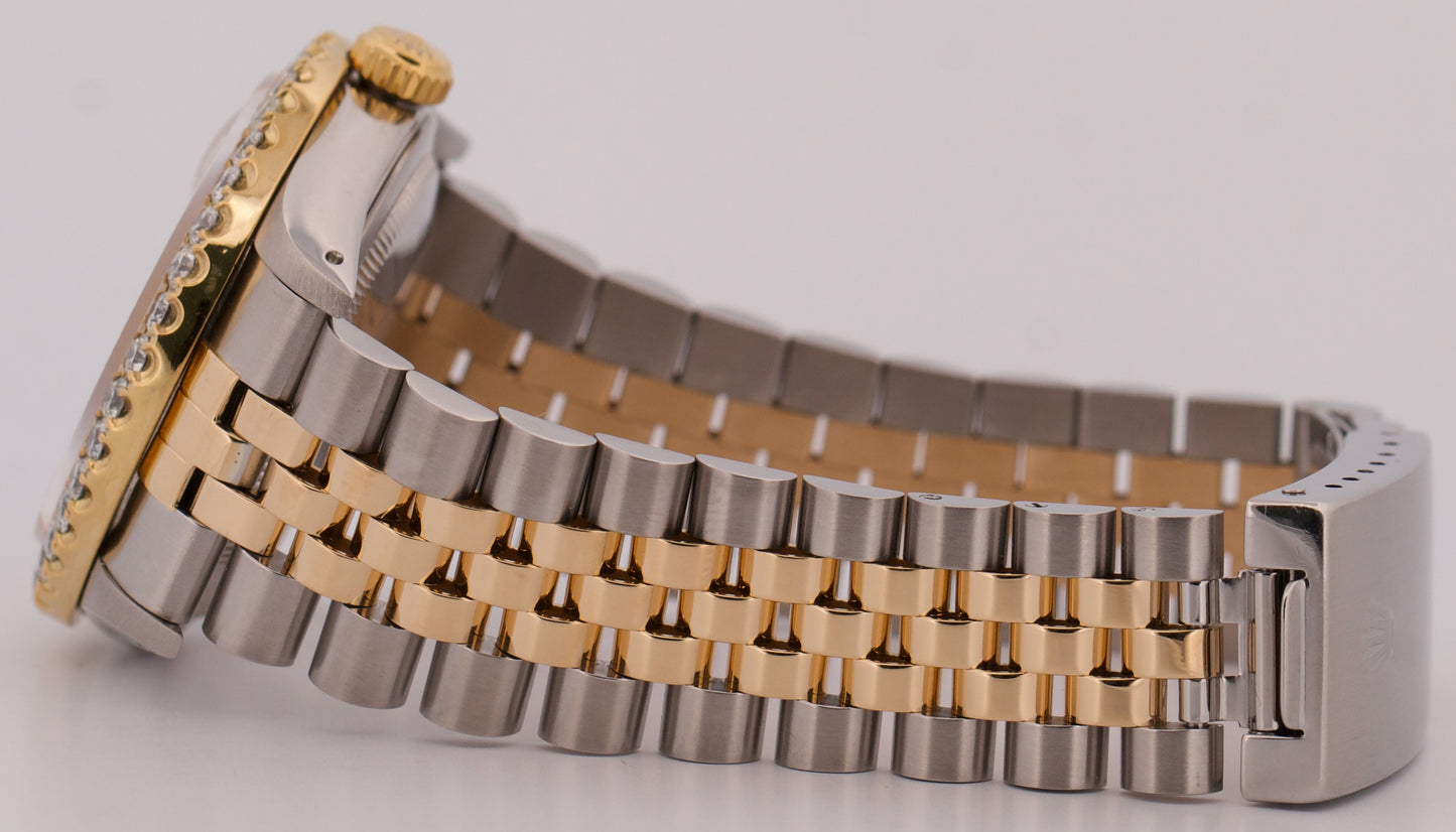 Rolex DateJust 36mm CHAMPAGNE DIAMOND 18K Yellow Gold Steel JUBILEE Watch 16233
